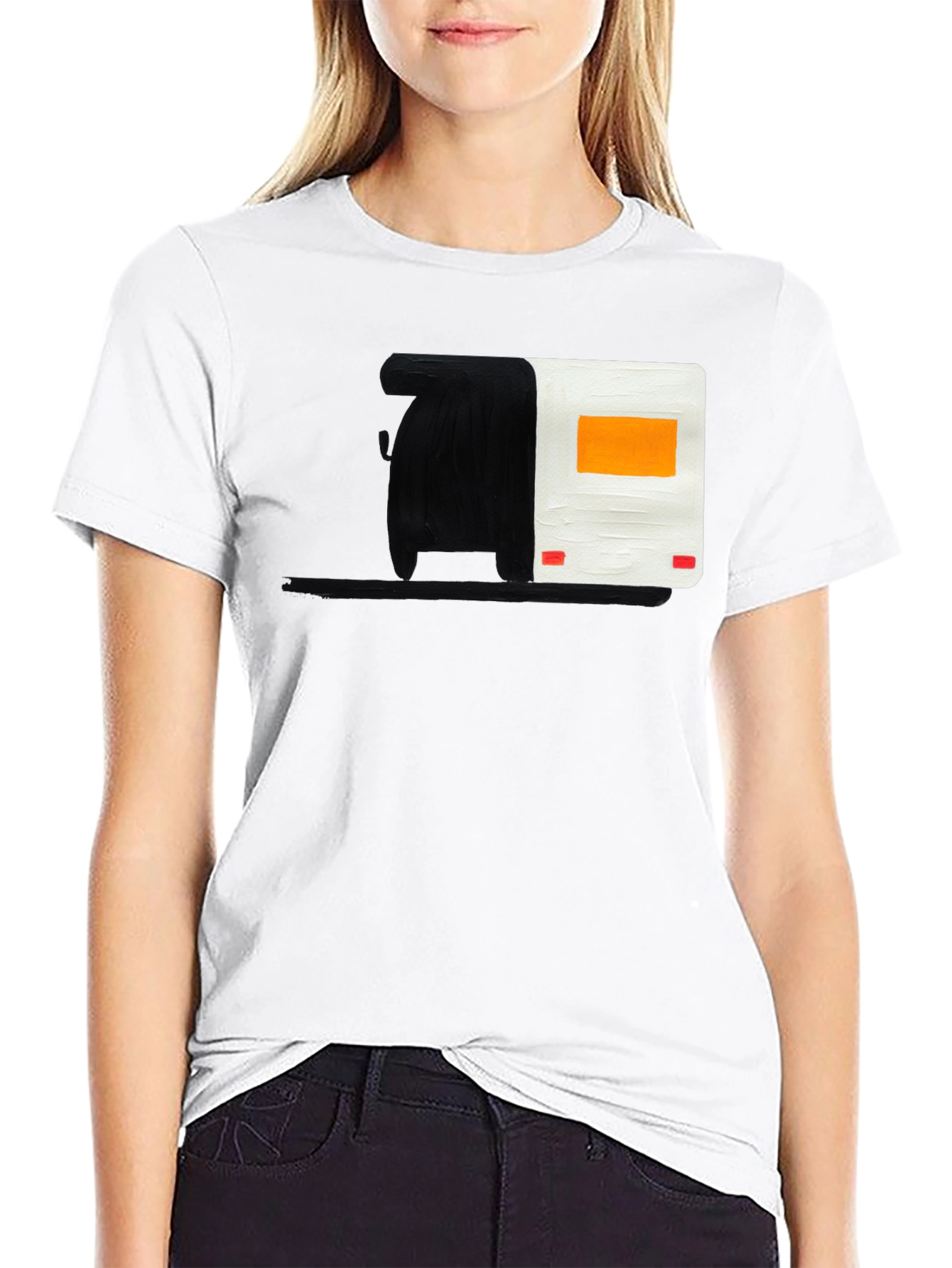 Abstract Camper Graphic Tee - Black Cotton Blend
