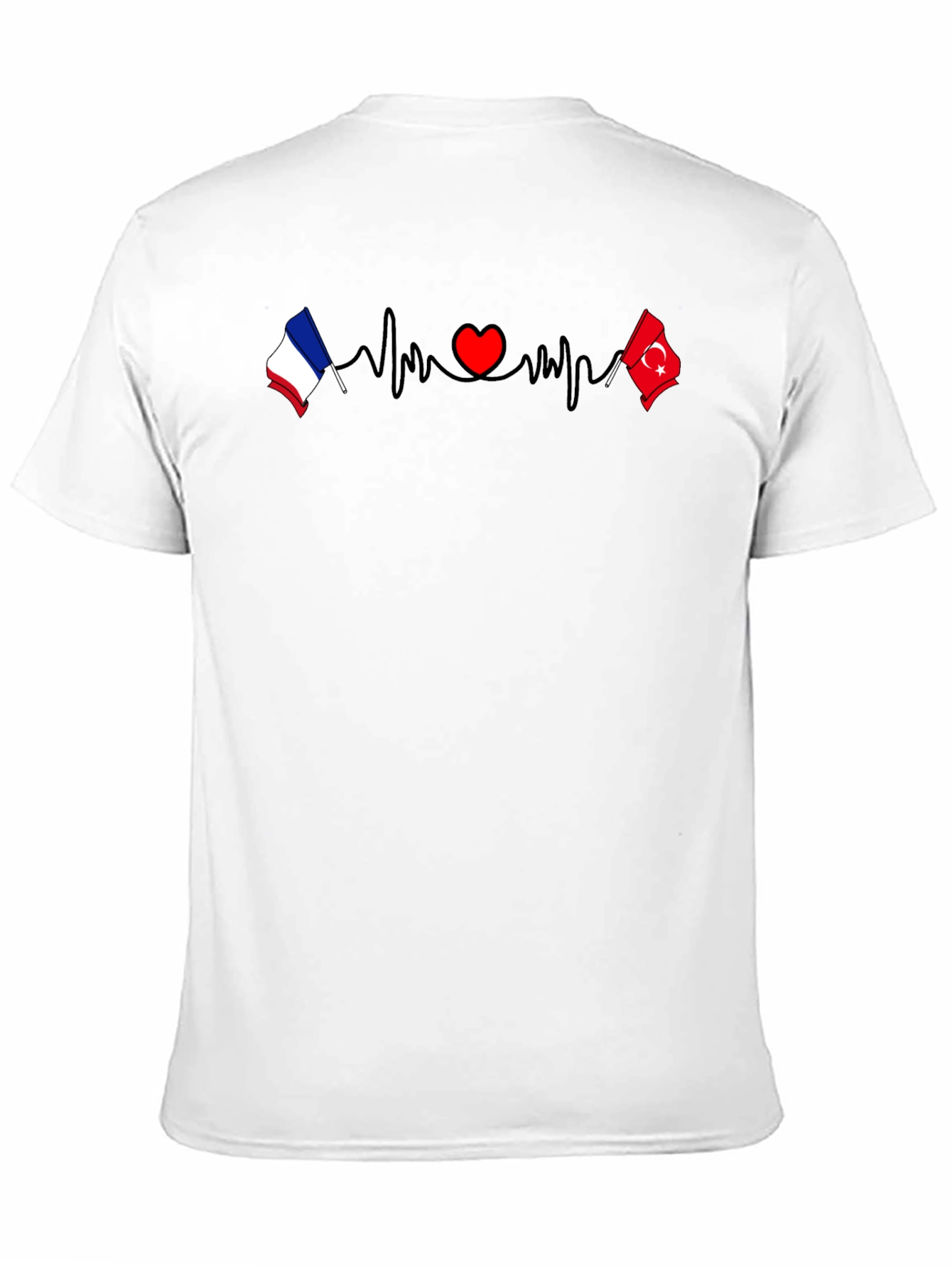 France & Turkey Love Heartbeat T-Shirt
