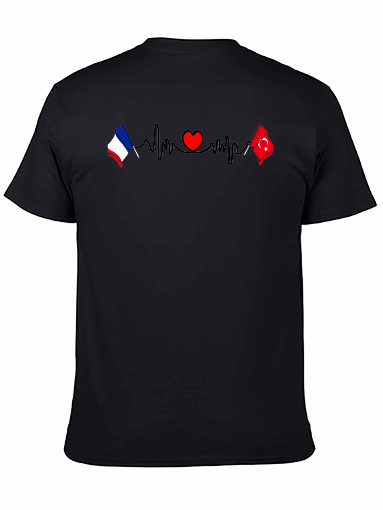 France & Turkey Love Heartbeat T-Shirt
