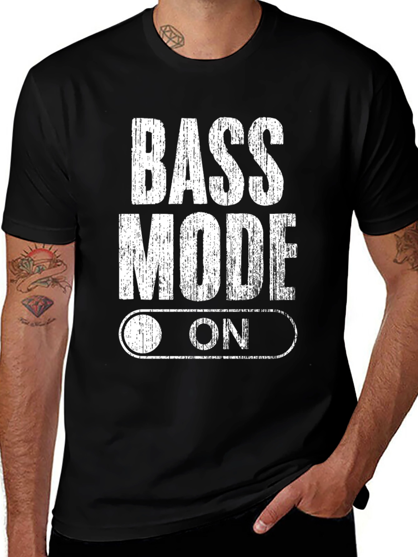 Bass Mode On Black Graphic Tee Shirt