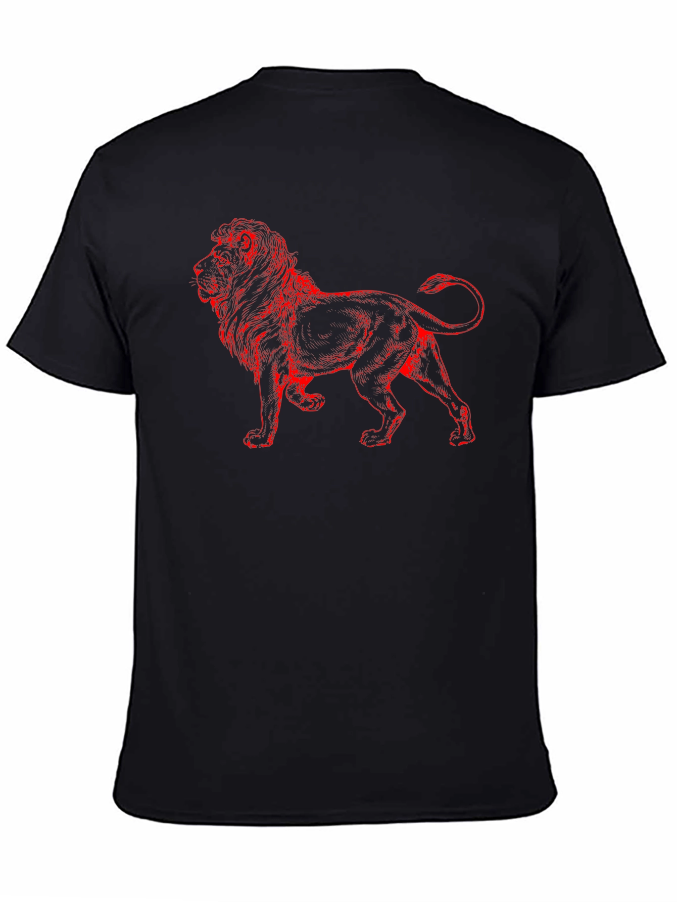 Lion Graphic Print T-Shirt - Casual Black Tee