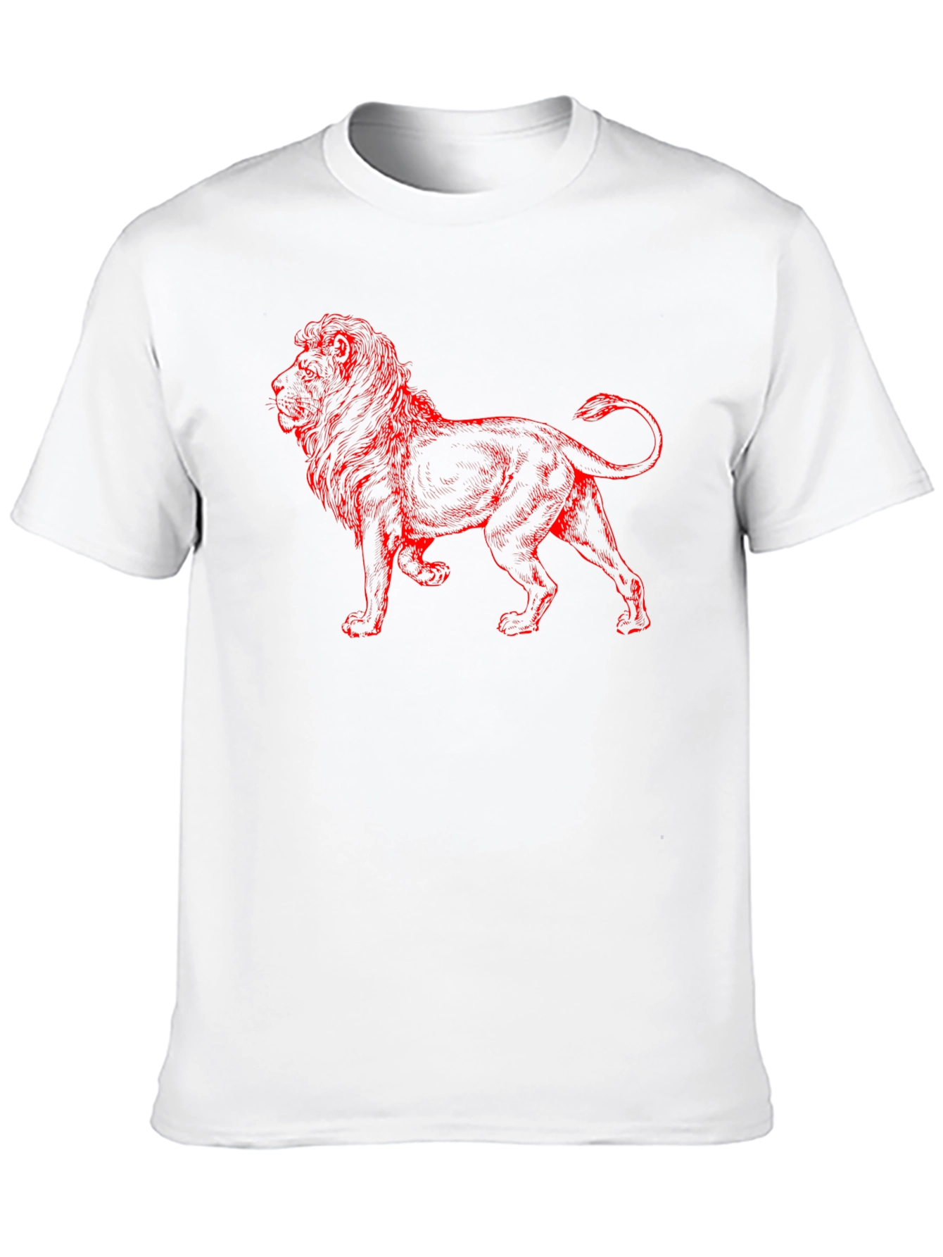 Lion Graphic Print T-Shirt - Casual Black Tee