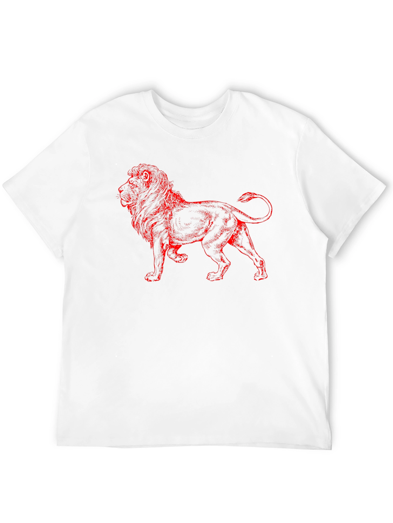 Lion Graphic Print T-Shirt - Casual Black Tee