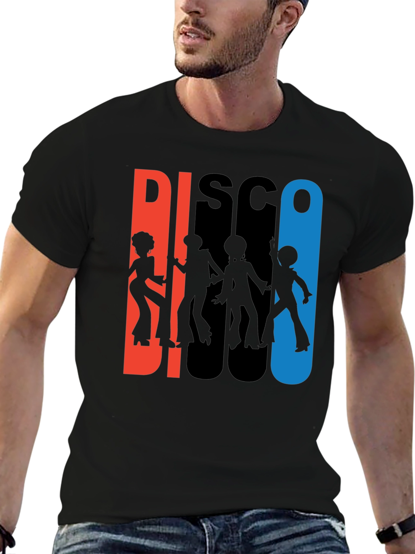 Retro Disco Graphic T-Shirt - Black
