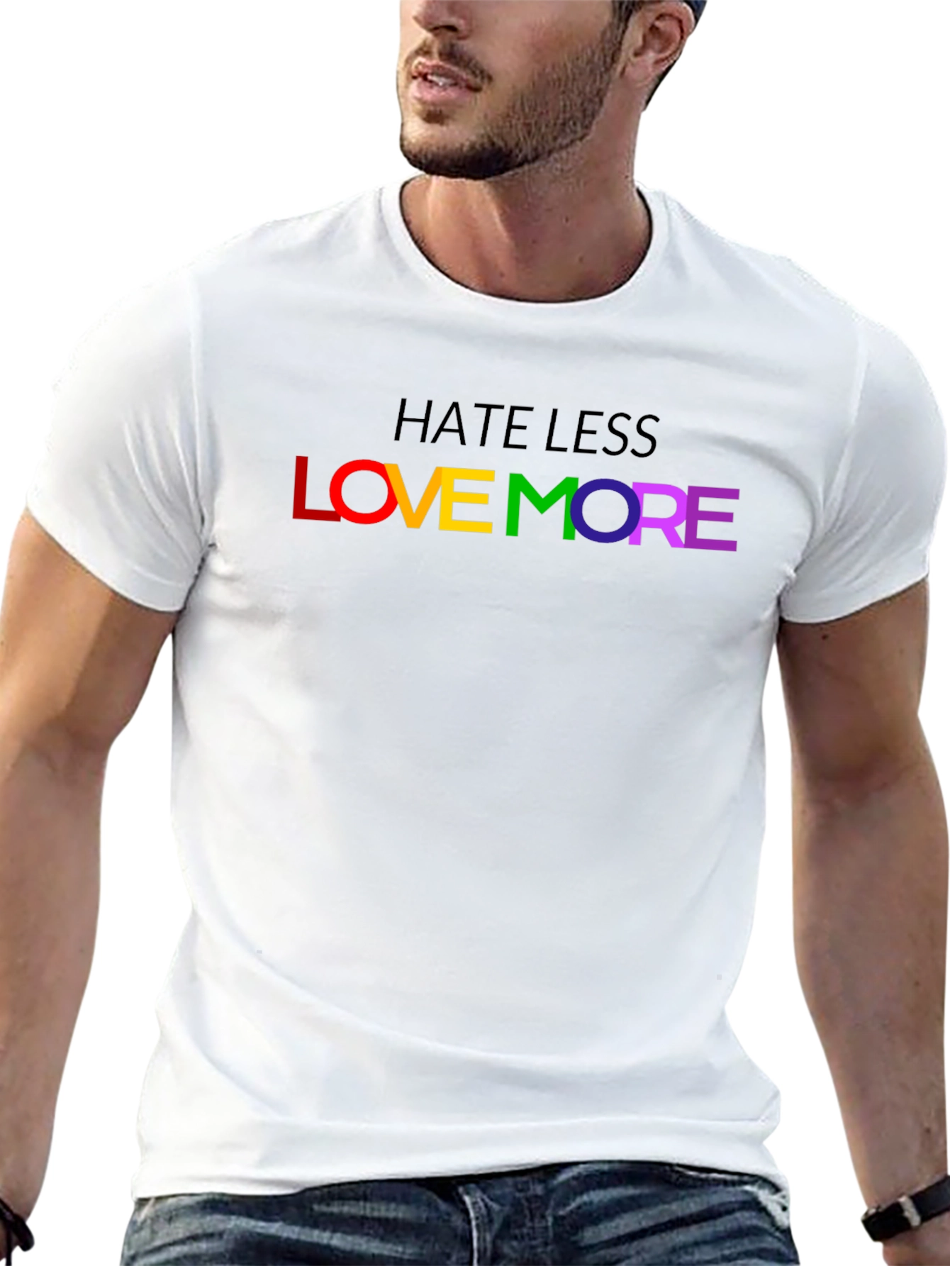 Hate Less Love More Rainbow LGBTQ Pride T-Shirt
