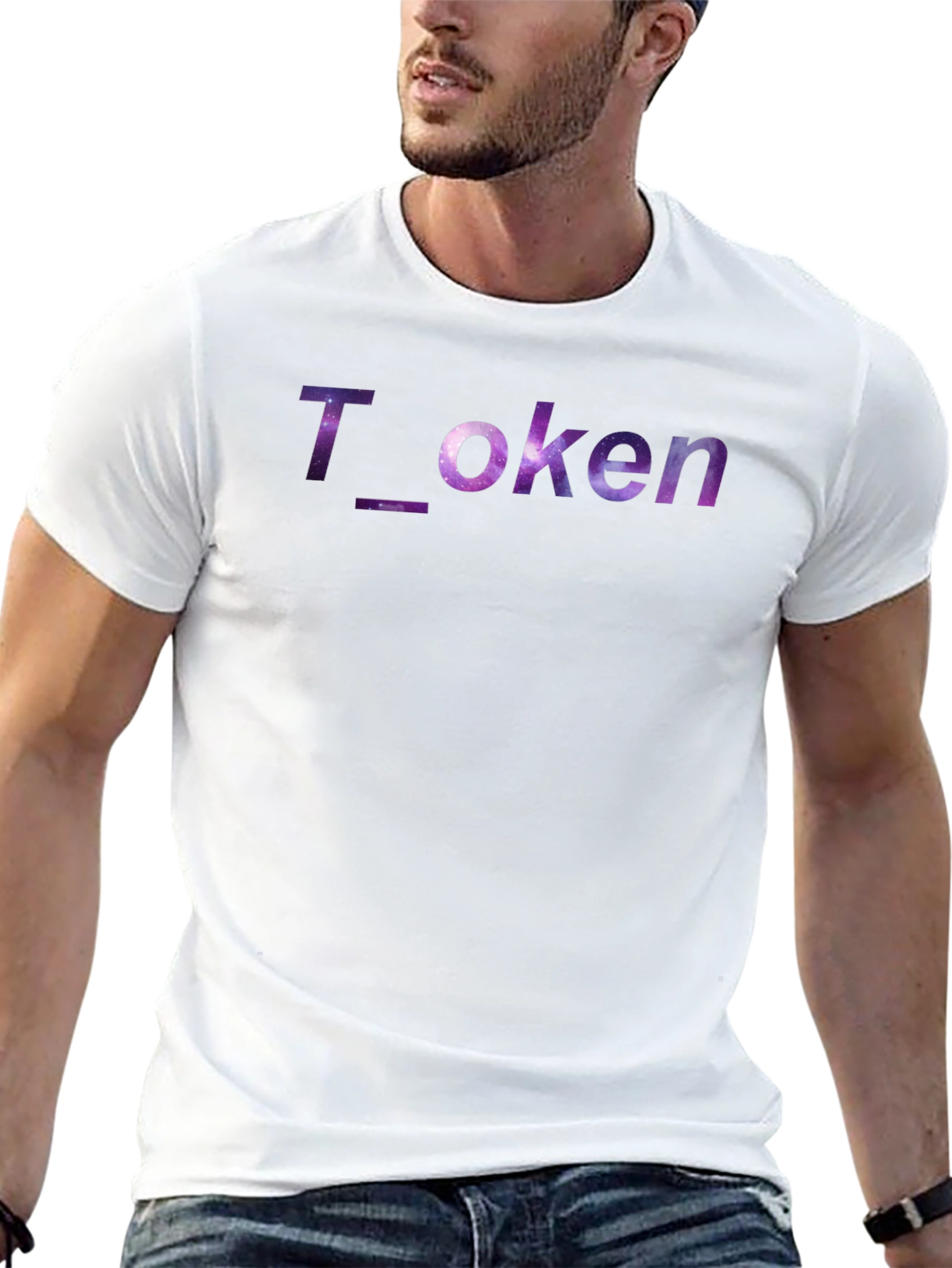 Galaxy Token Graphic Black Tee - Trendy Universe Design