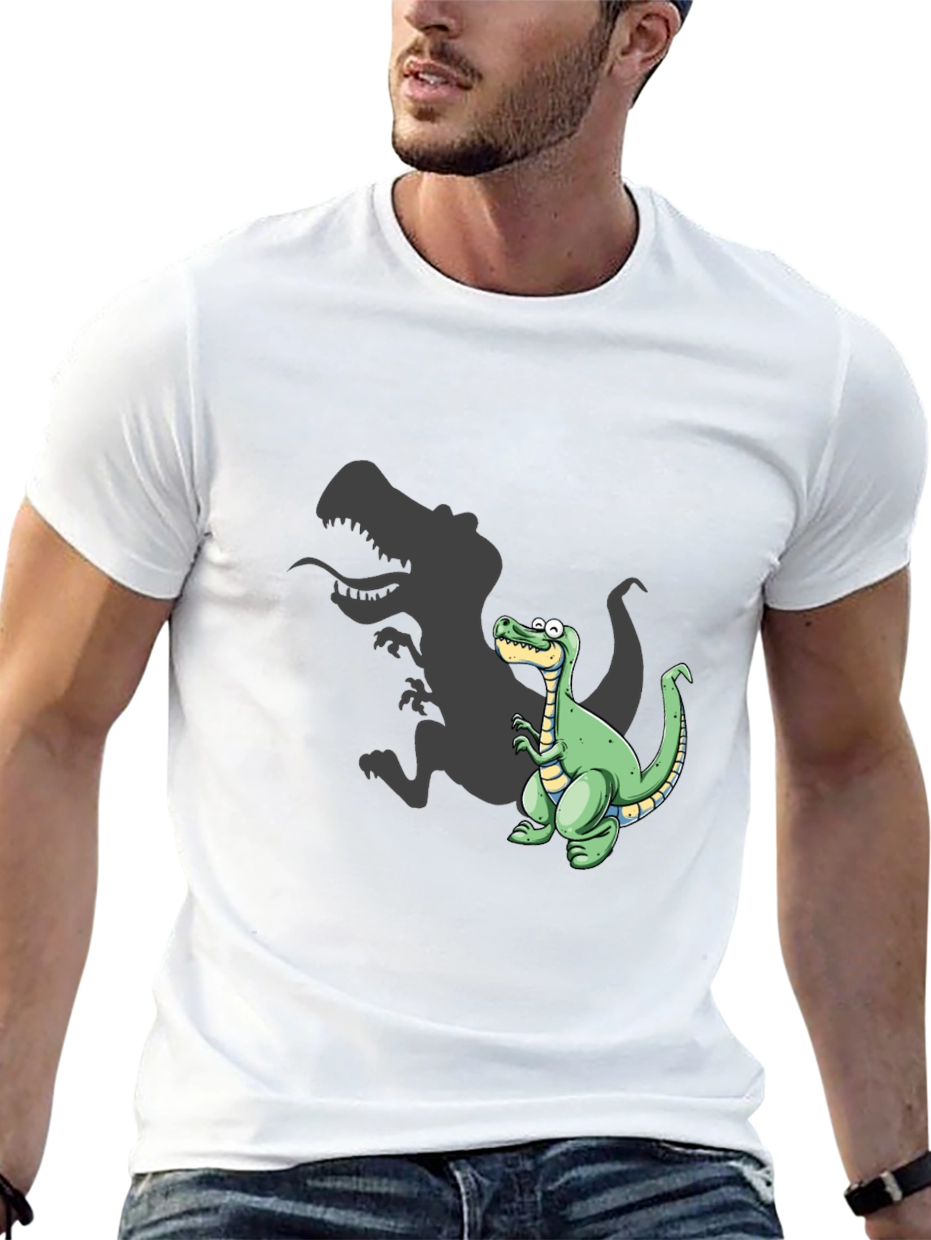 Dinosaur T-Shirt - Cartoon T-Rex Shadow Design