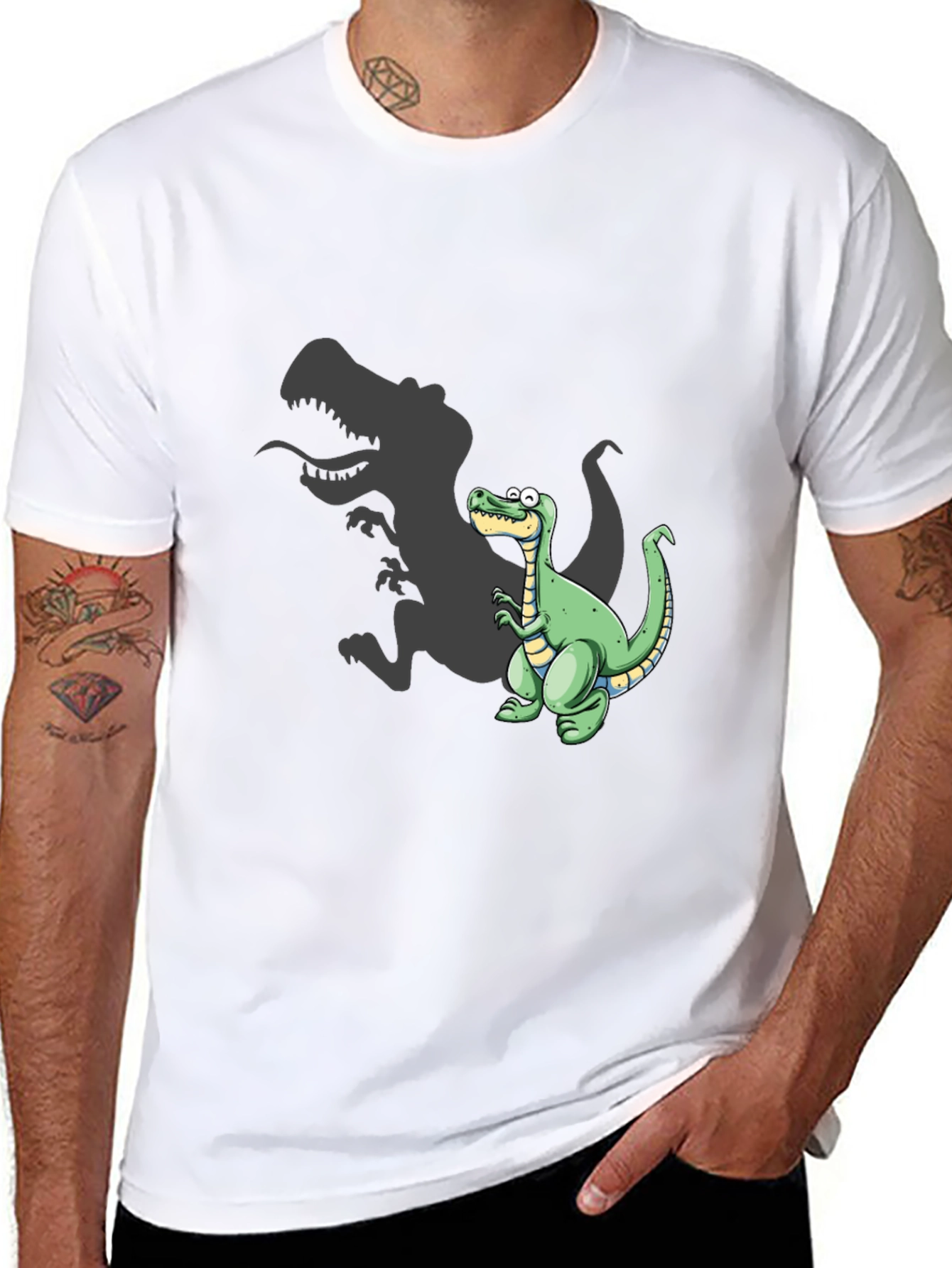 Dinosaur T-Shirt - Cartoon T-Rex Shadow Design