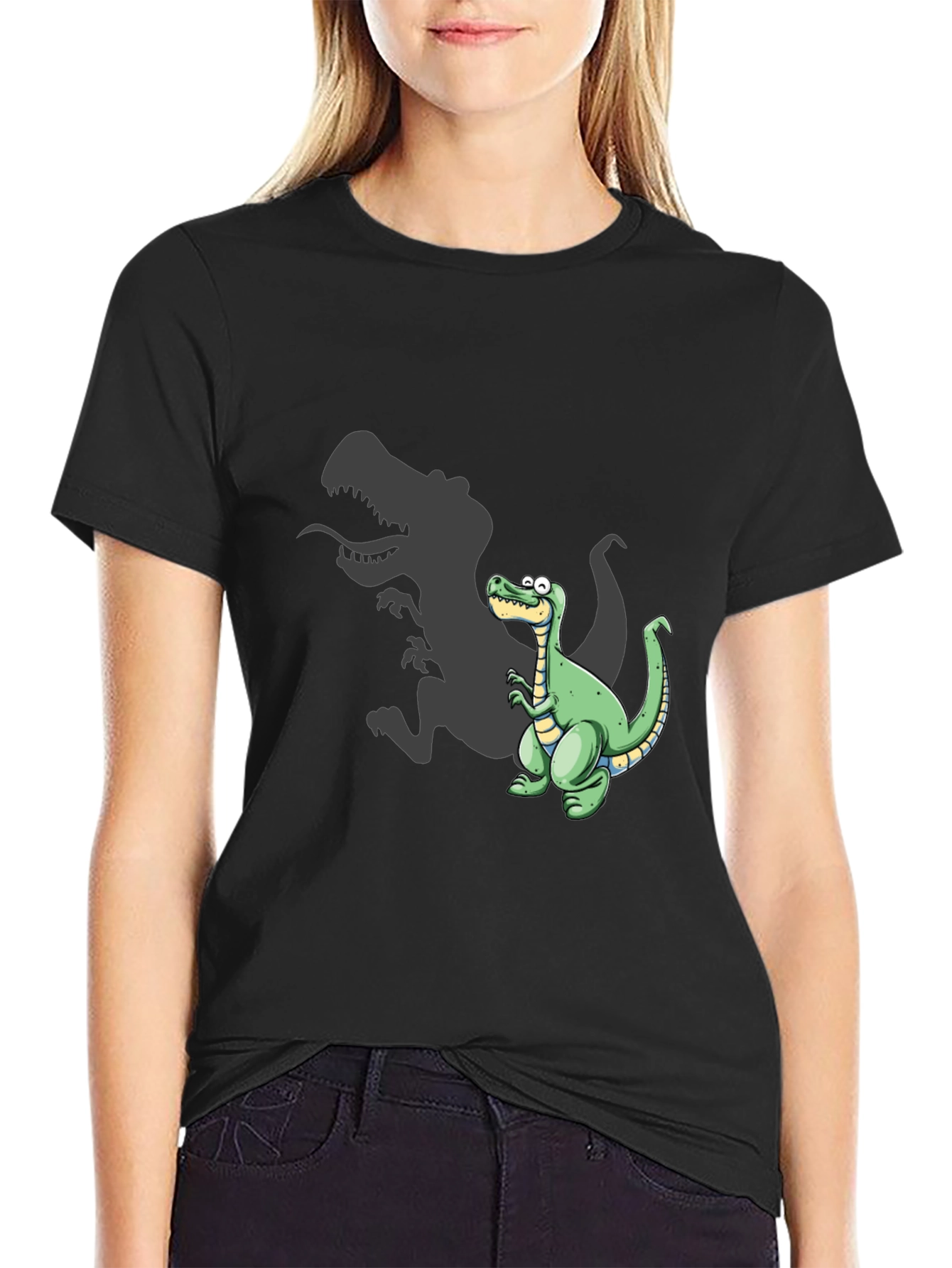 Dinosaur T-Shirt - Cartoon T-Rex Shadow Design
