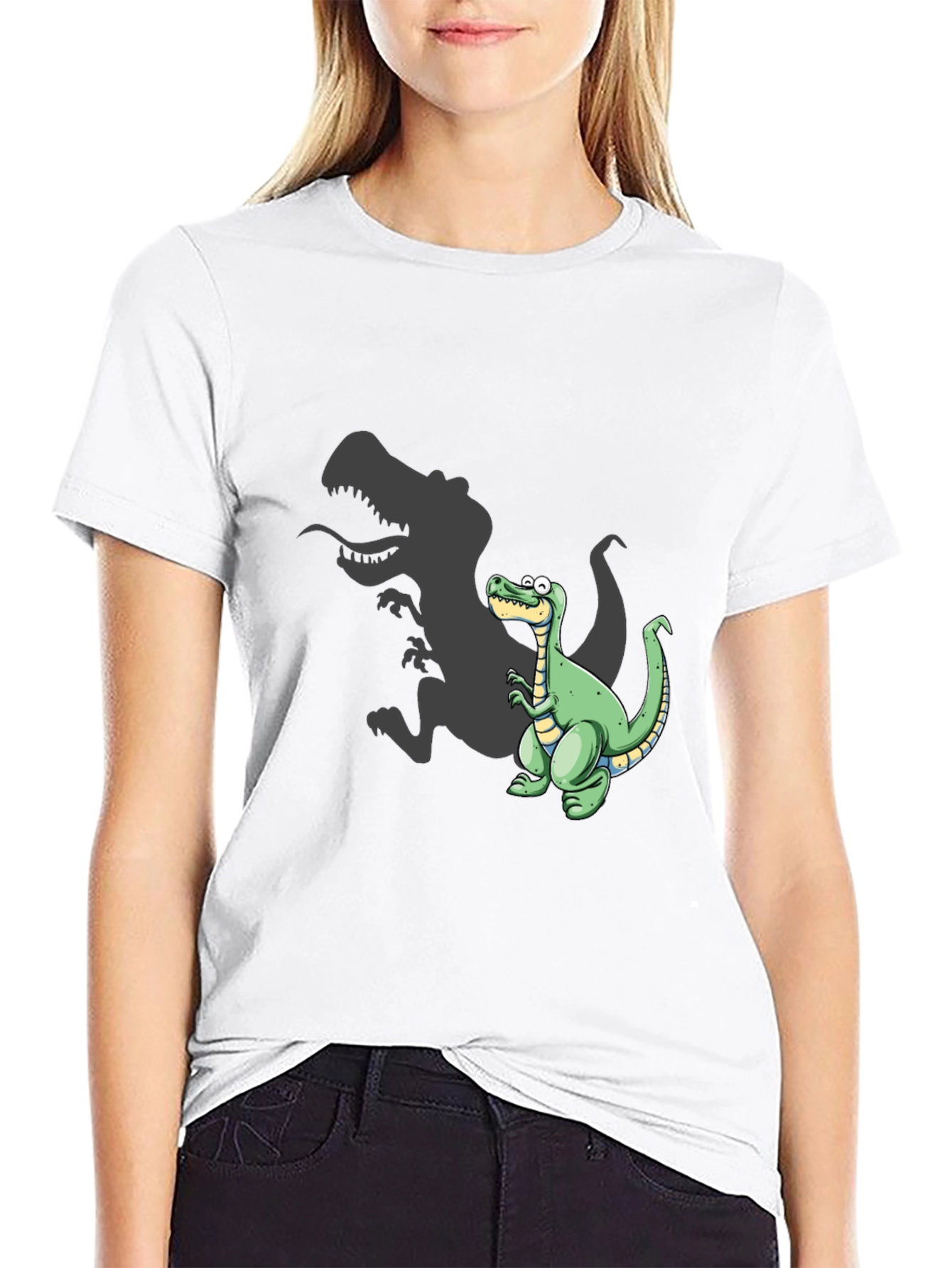 Dinosaur T-Shirt - Cartoon T-Rex Shadow Design