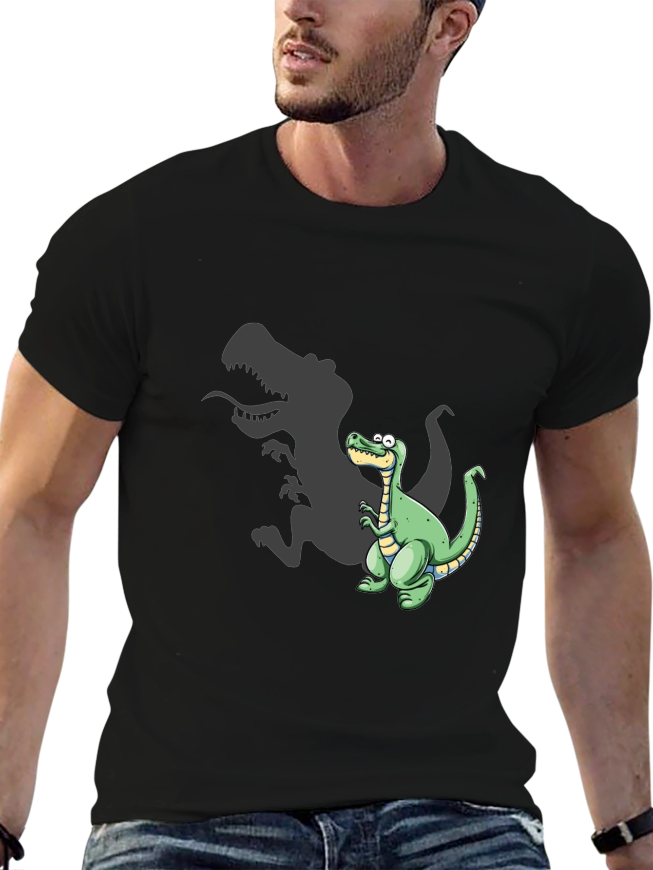 Dinosaur T-Shirt - Cartoon T-Rex Shadow Design