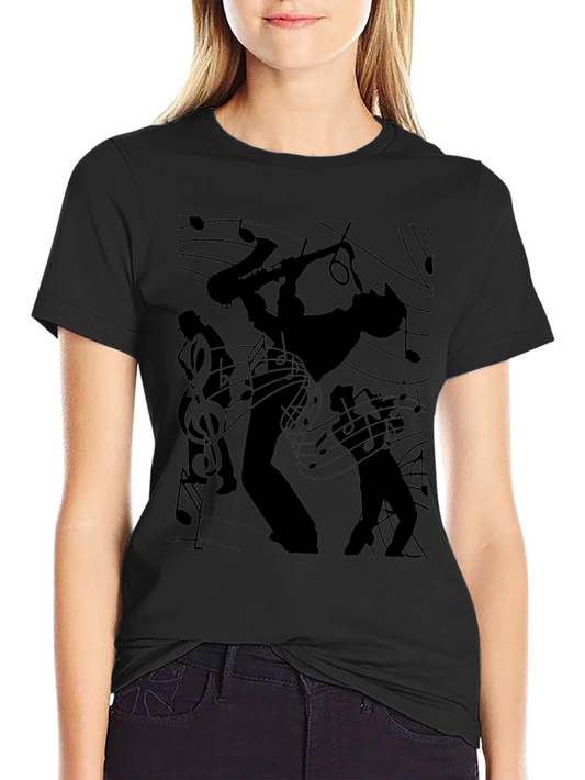 Jazz Band Silhouette Black Graphic Tee