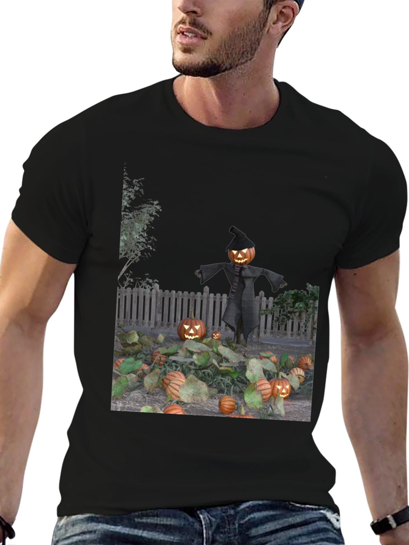 Halloween Scarecrow Pumpkin Patch Graphic Tee