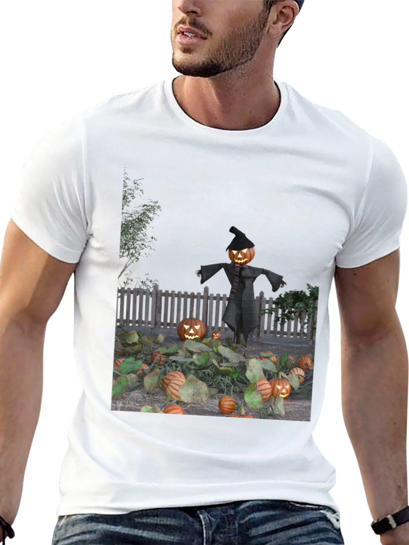 Halloween Scarecrow Pumpkin Patch Graphic Tee