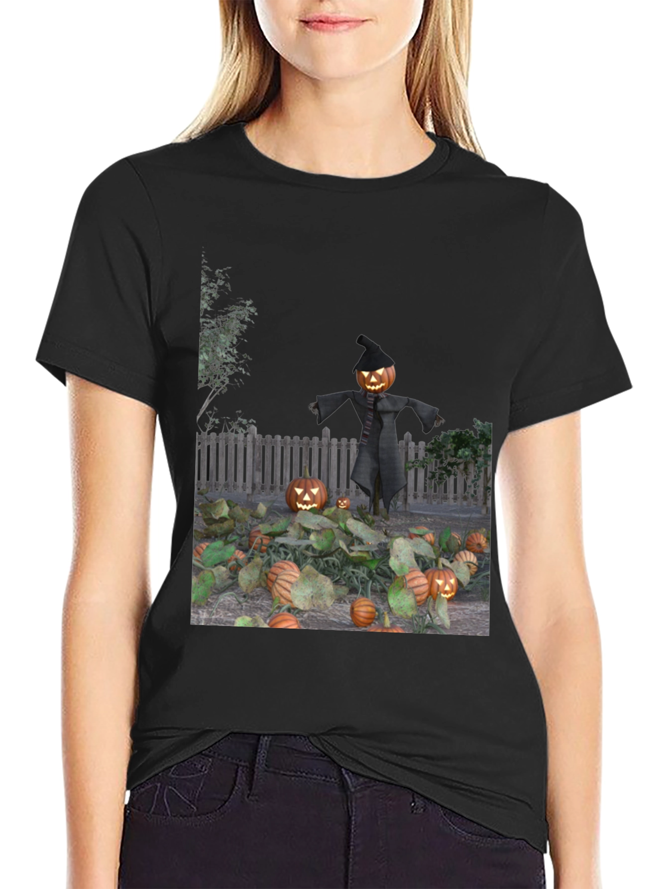 Halloween Scarecrow Pumpkin Patch Graphic Tee