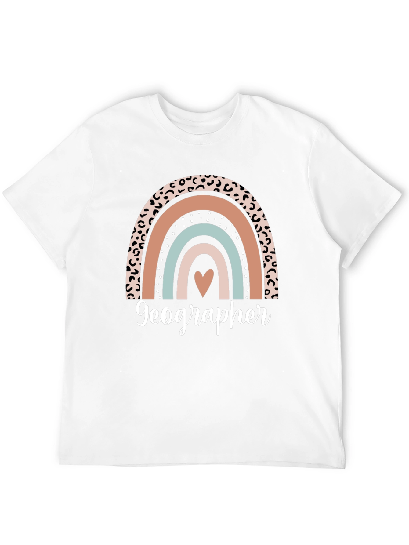 Geographer Leopard Rainbow Heart T-Shirt