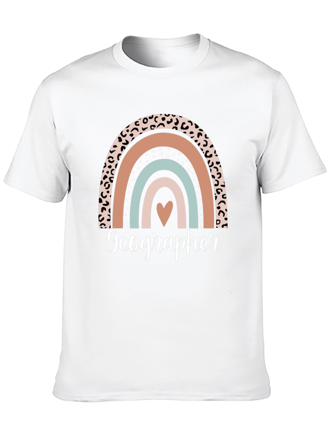 Geographer Leopard Rainbow Heart T-Shirt