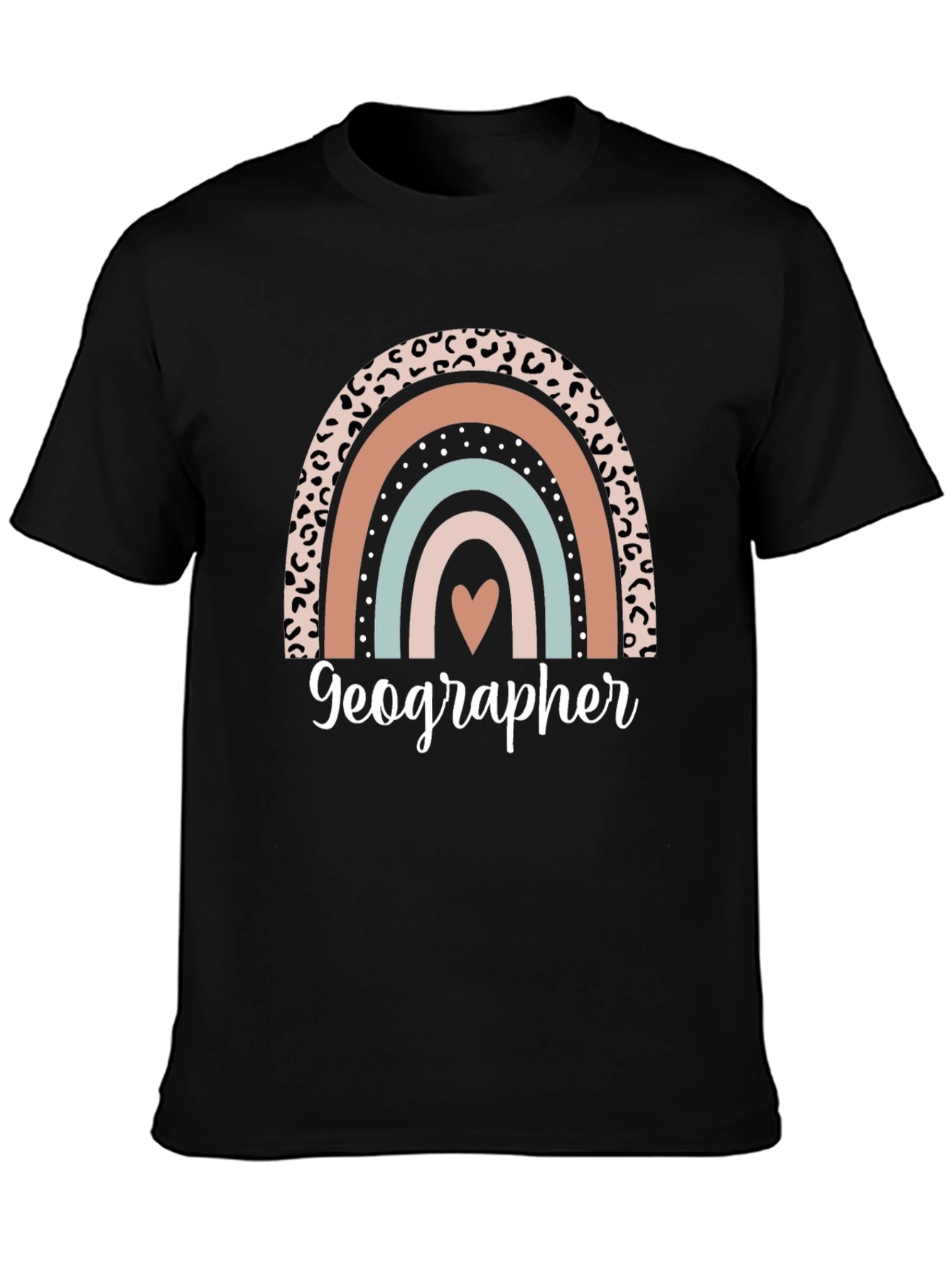 Geographer Leopard Rainbow Heart T-Shirt