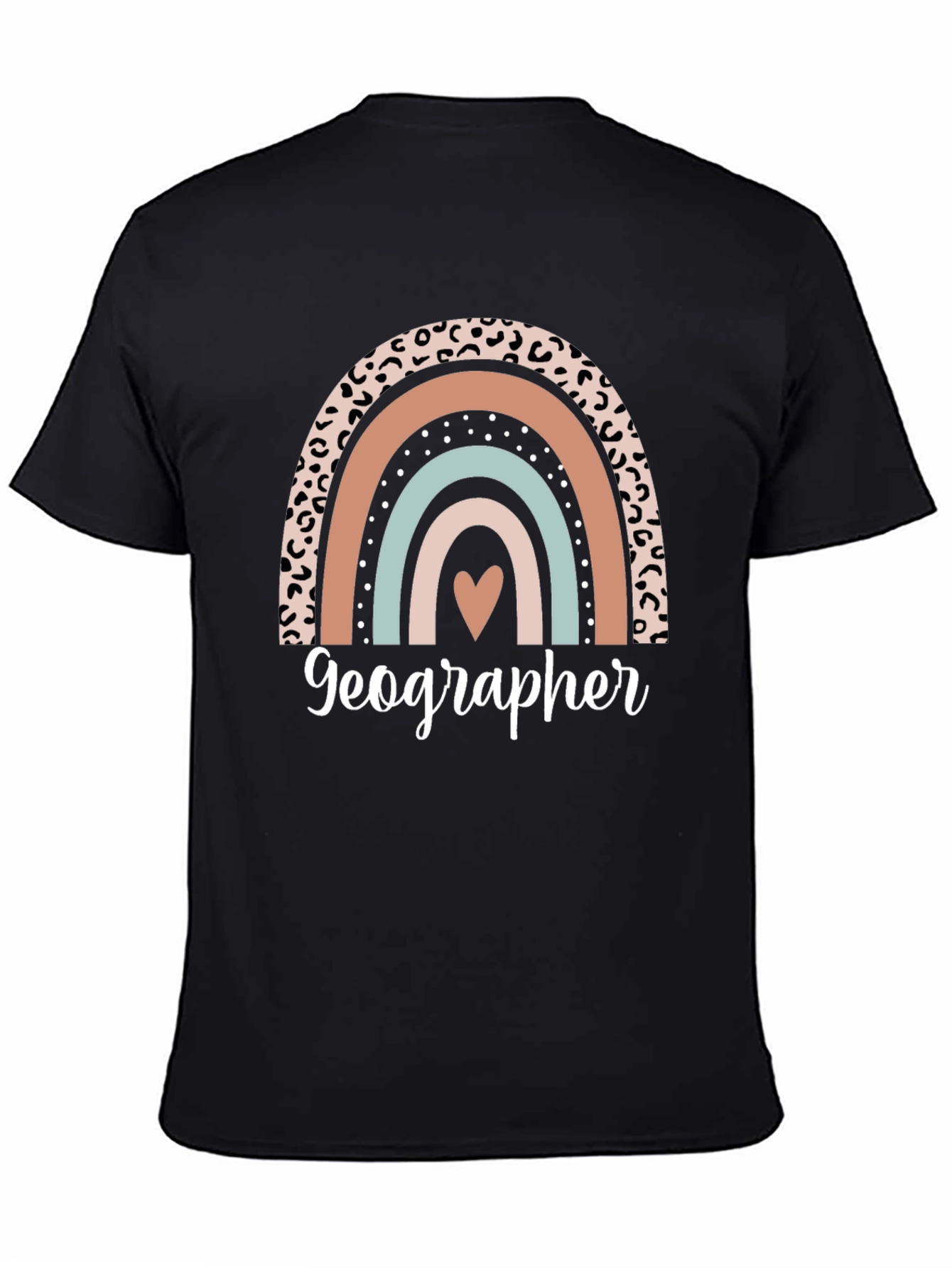 Geographer Leopard Rainbow Heart T-Shirt