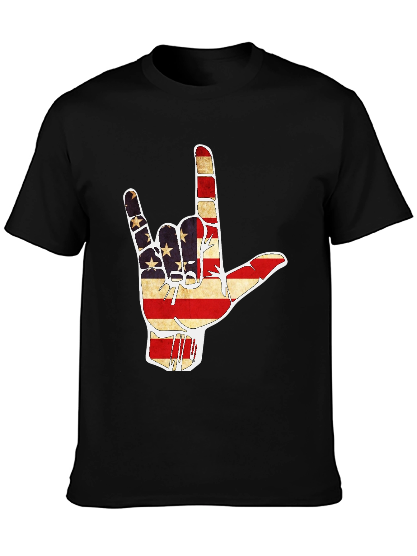 American Flag I Love You Hand T-Shirt