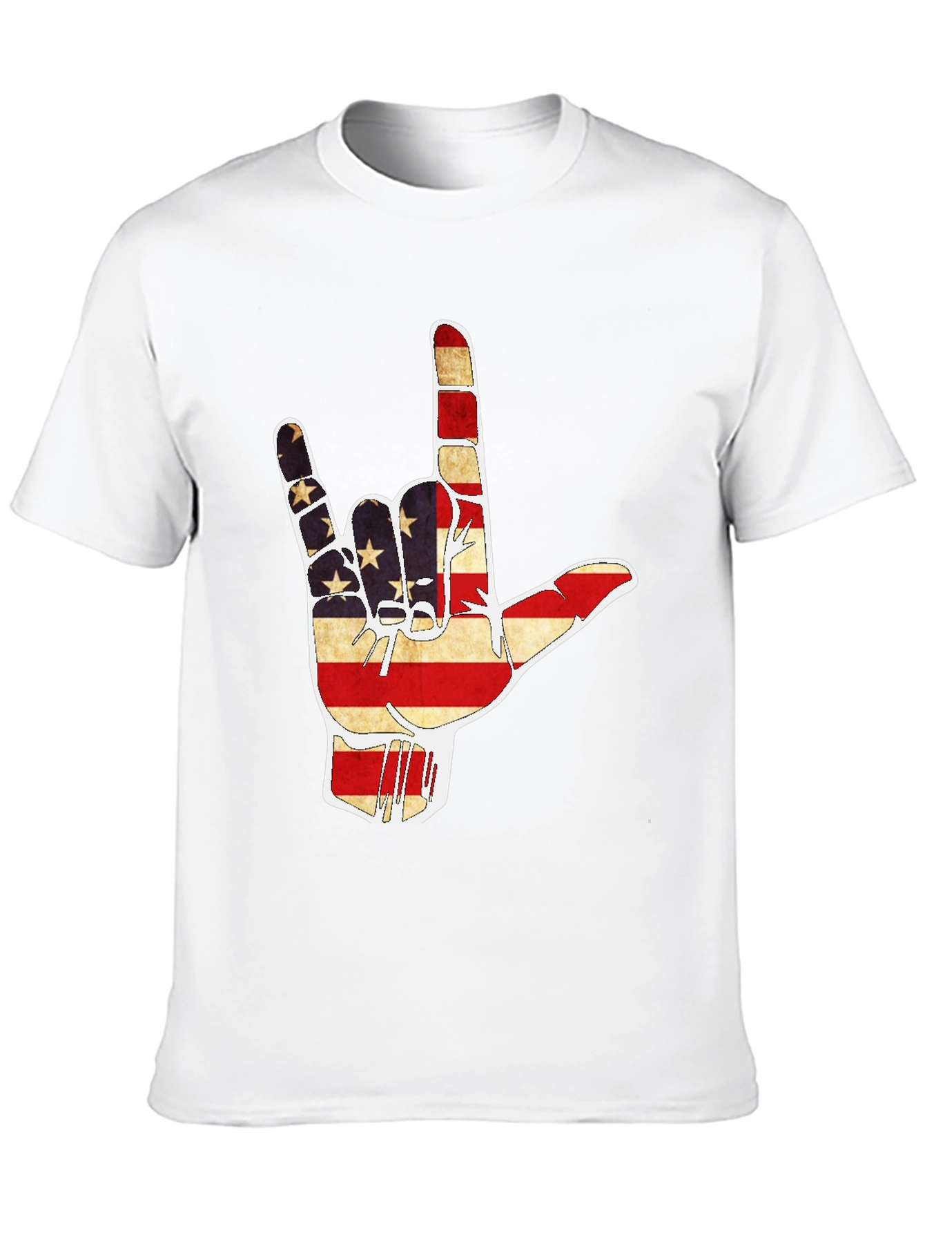 American Flag I Love You Hand T-Shirt