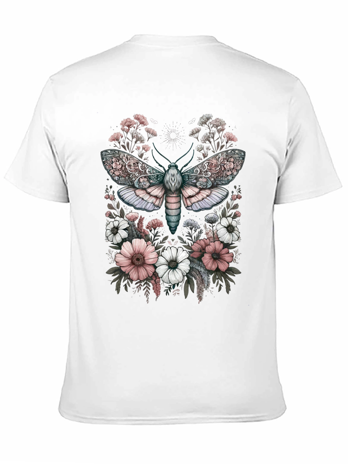Floral Moth Graphic Tee - Unique Design