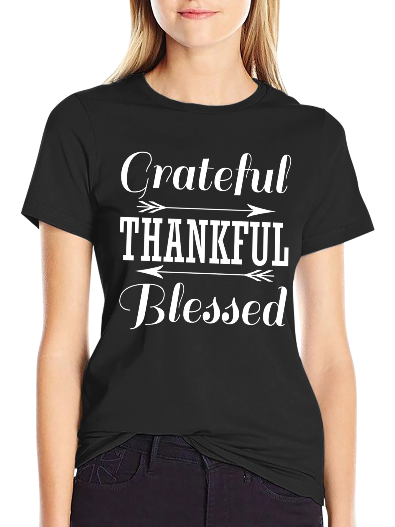 Grateful Thankful Blessed Black Graphic Tee