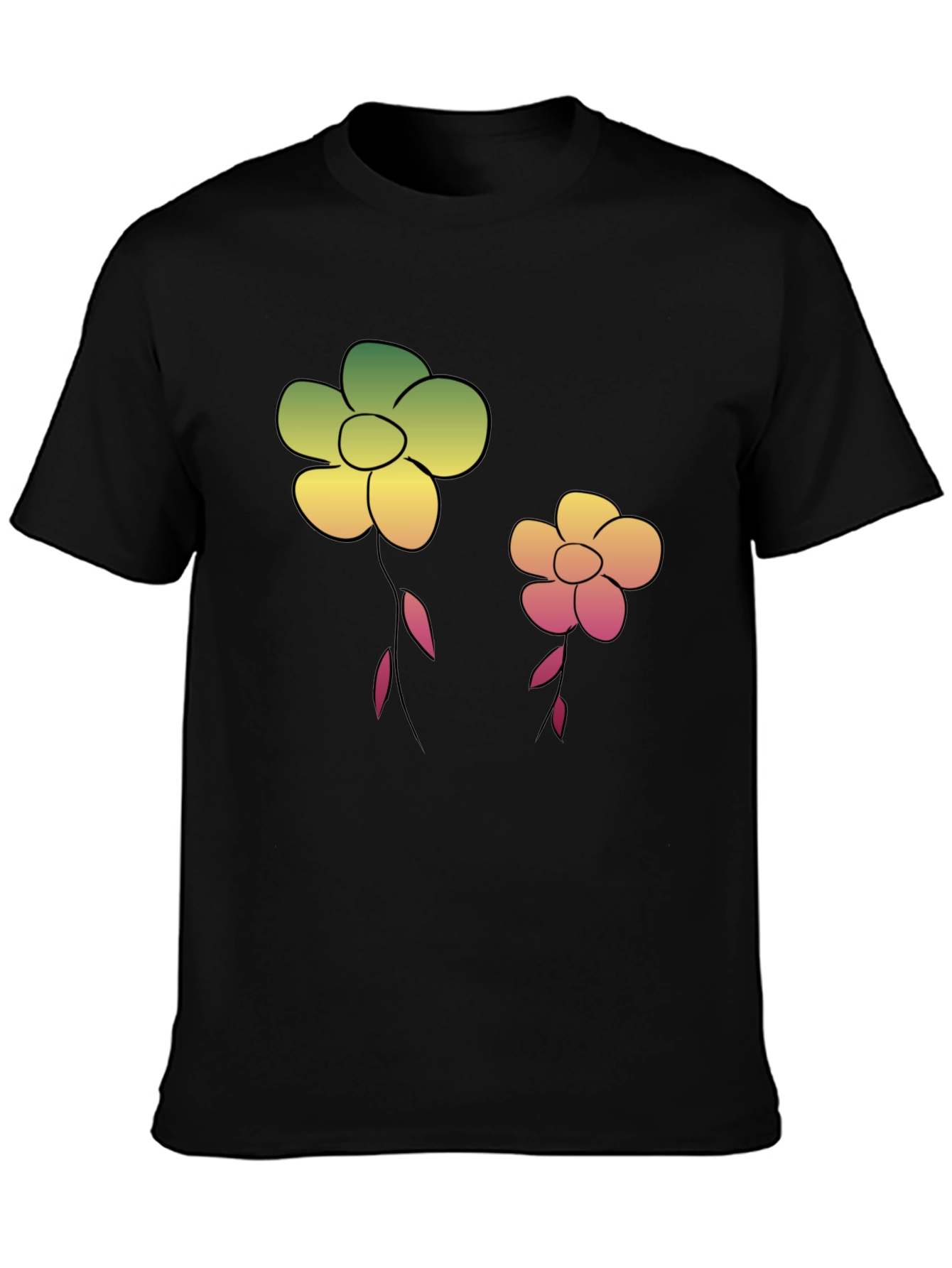 Floral Graphic Tee - Black Cotton Blend