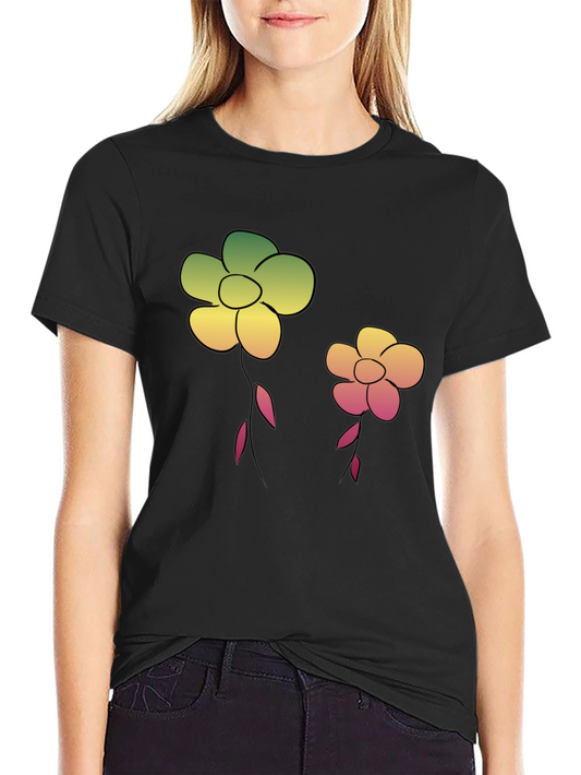 Floral Graphic Tee - Black Cotton Blend