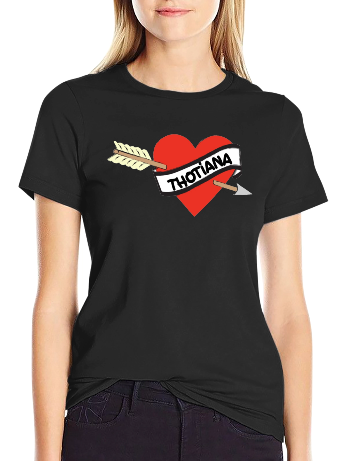 Thotiana Heart Arrow Black T-Shirt