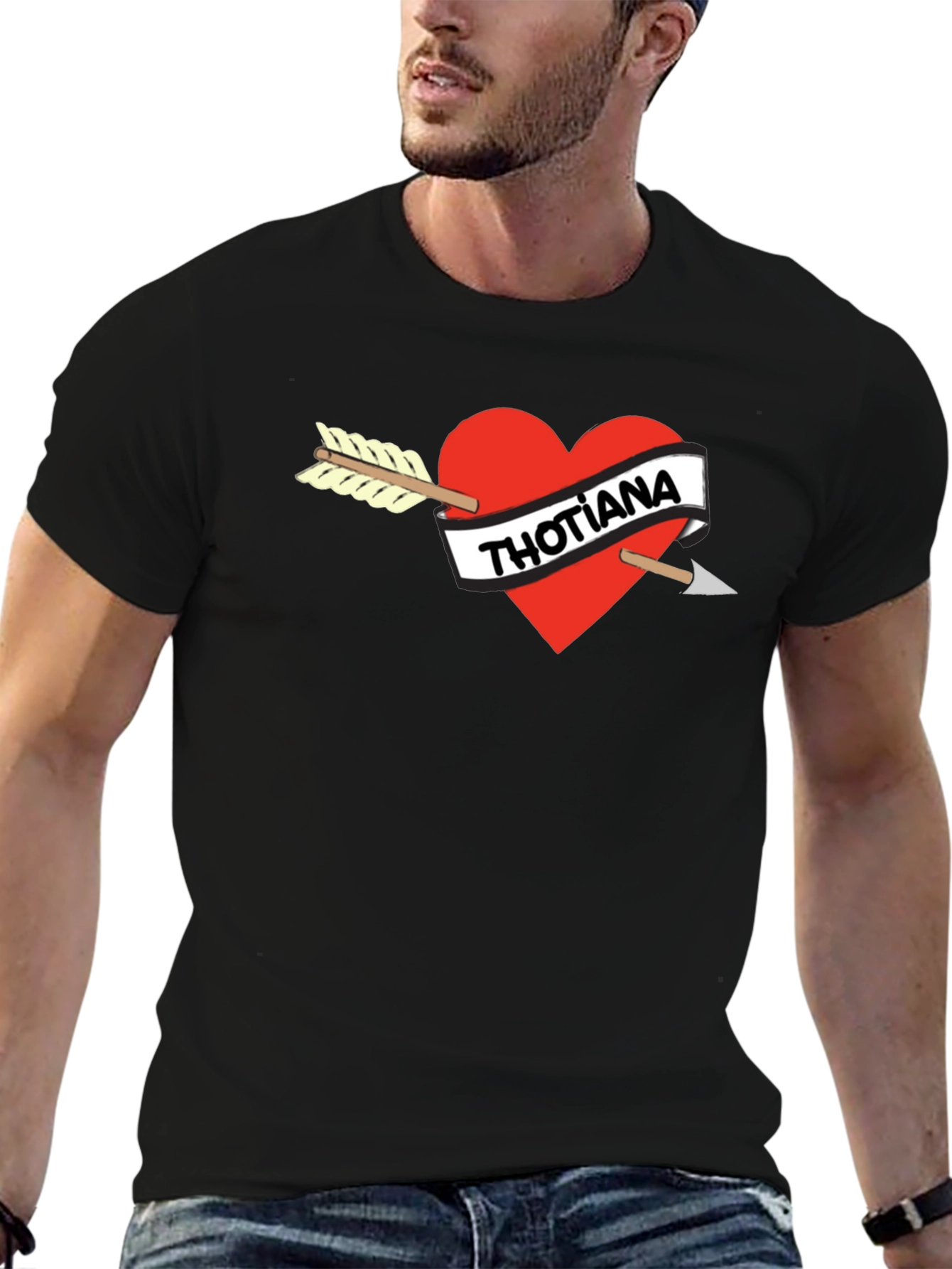 Thotiana Heart Arrow Black T-Shirt
