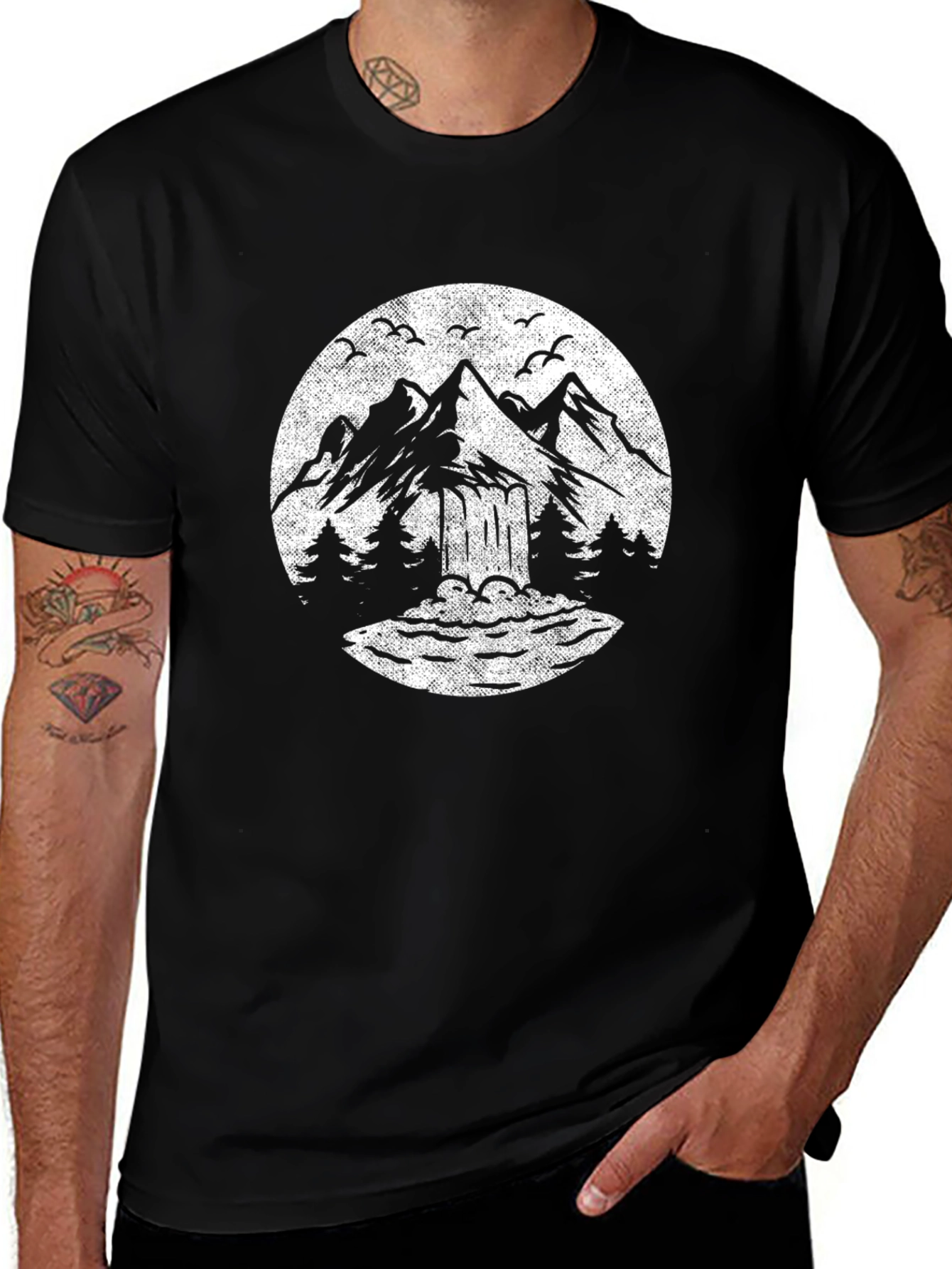 Mountain Graphic Black T-Shirt Nature Design Tee