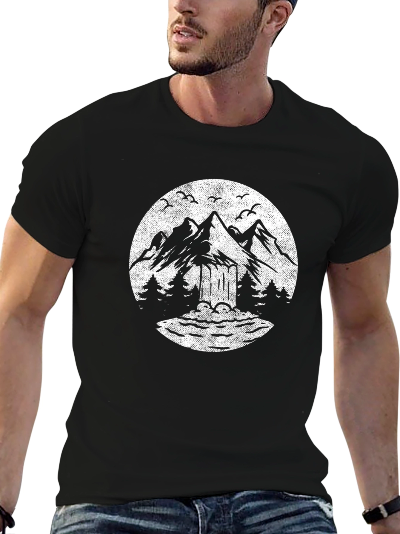 Mountain Graphic Black T-Shirt Nature Design Tee