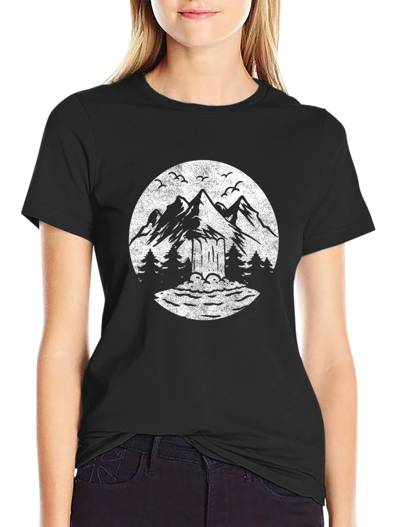 Mountain Graphic Black T-Shirt Nature Design Tee