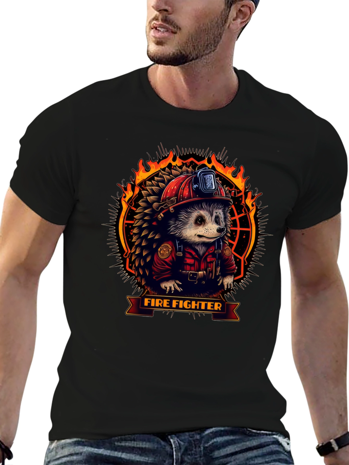 Firefighter Hedgehog Graphic Tee