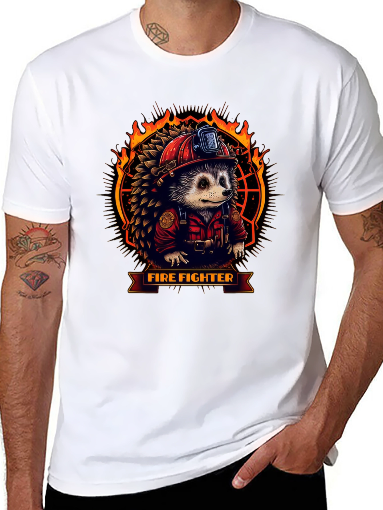 Firefighter Hedgehog Graphic Tee