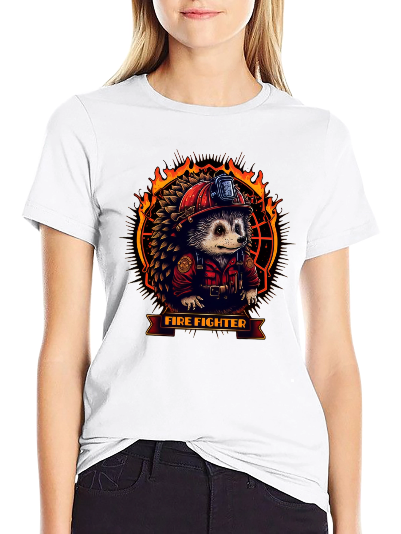 Firefighter Hedgehog Graphic Tee