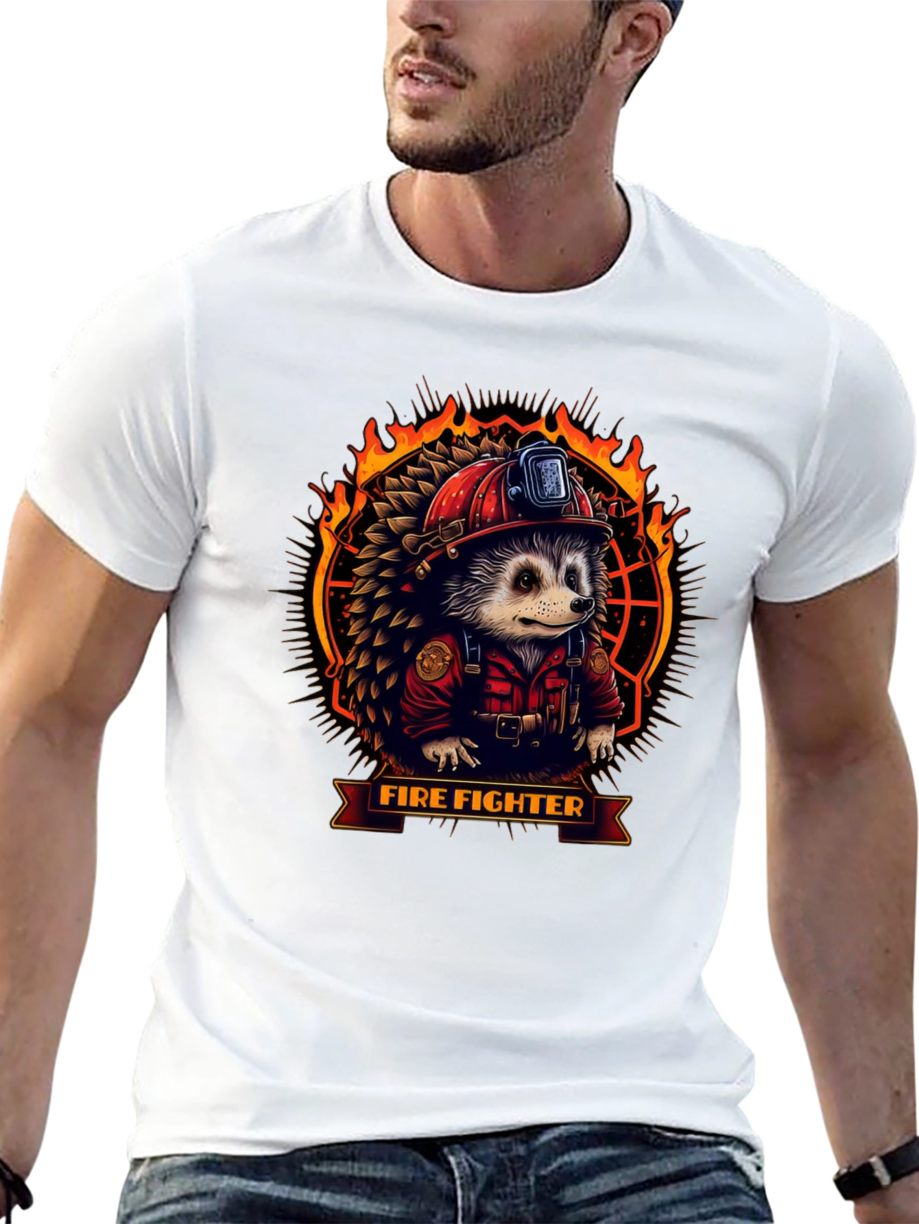 Firefighter Hedgehog Graphic Tee