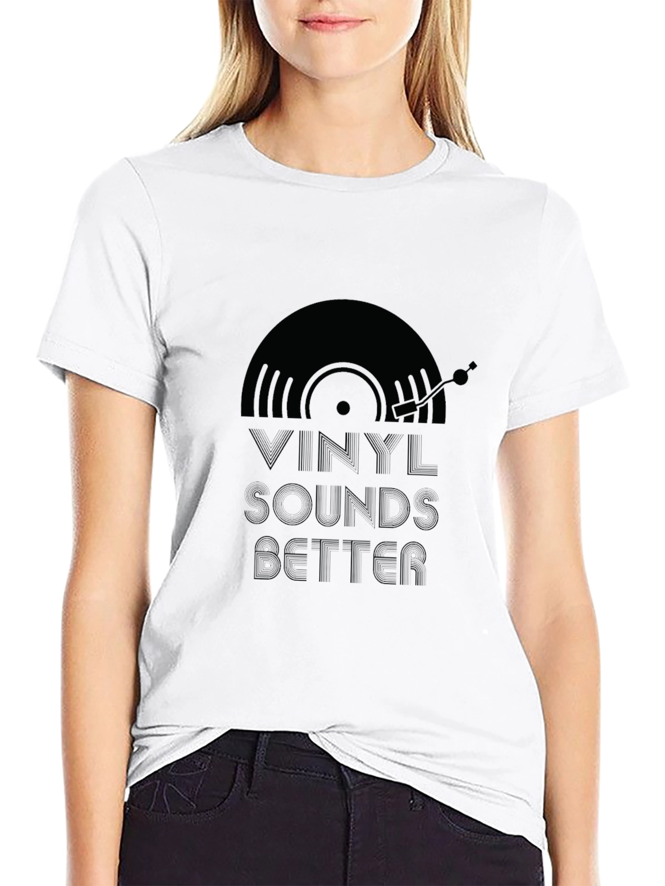 Vinyl Sounds Better Black Graphic Tee