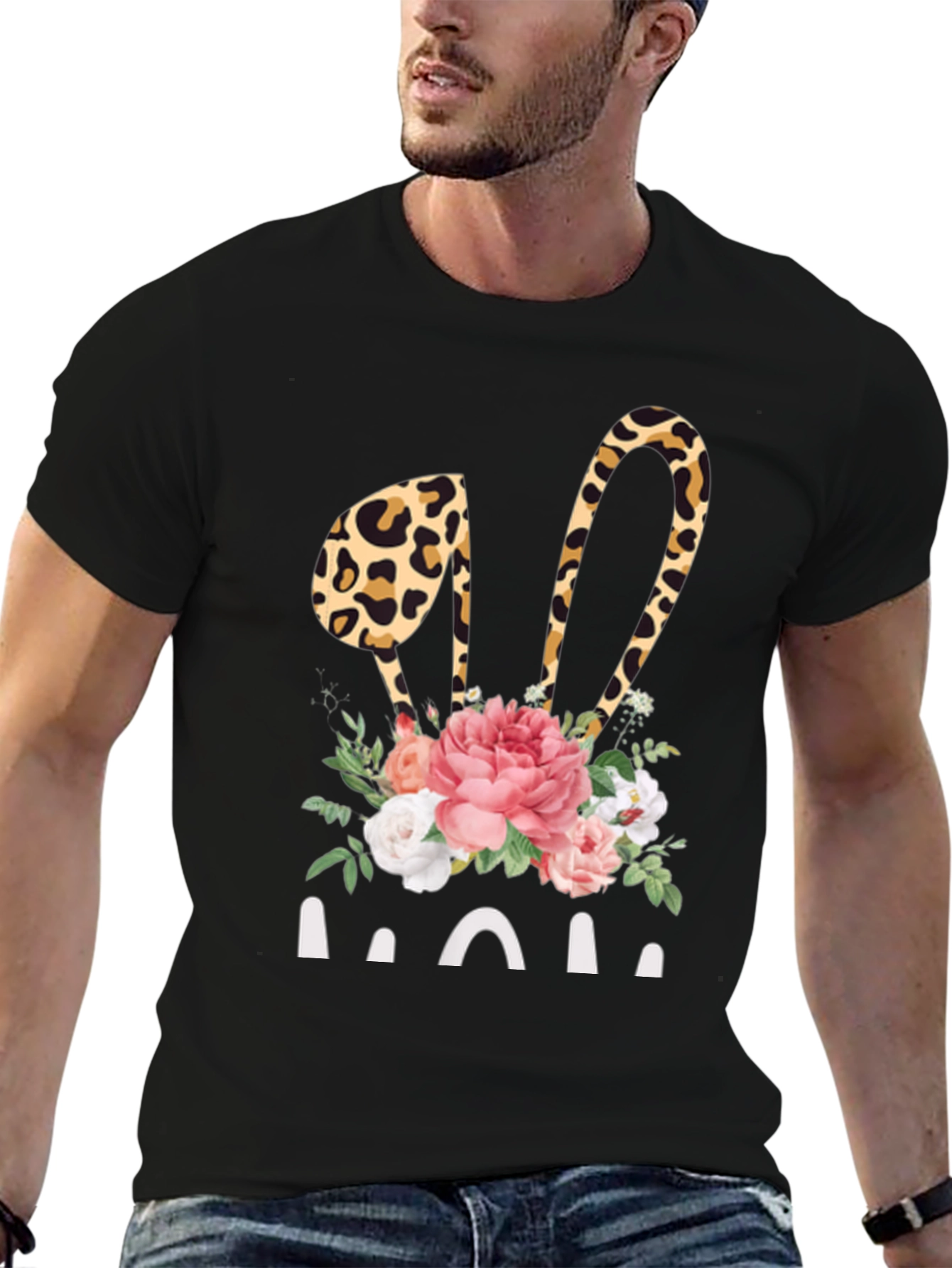 Leopard Bunny Ears MOM Graphic Tee