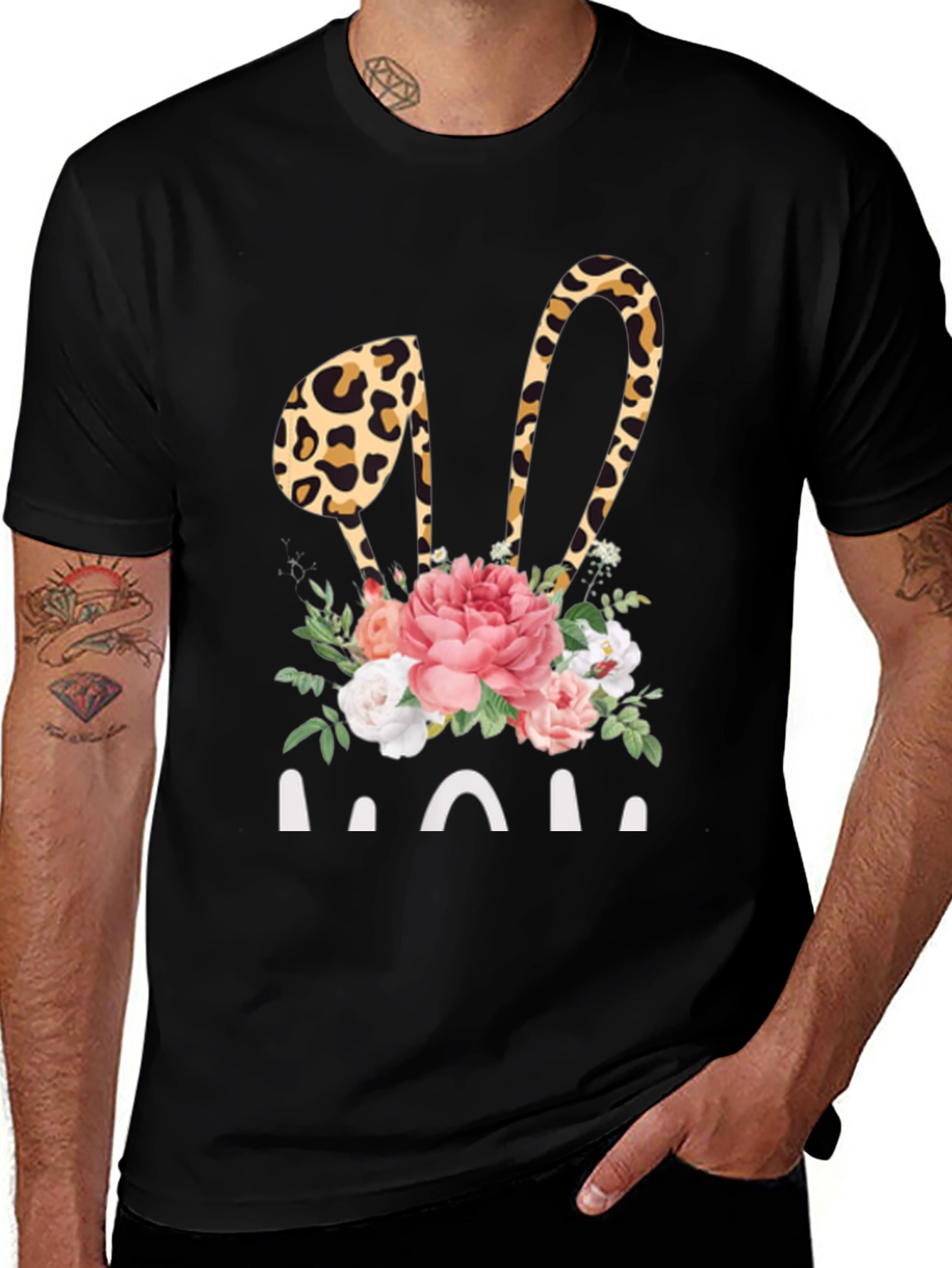 Leopard Bunny Ears MOM Graphic Tee