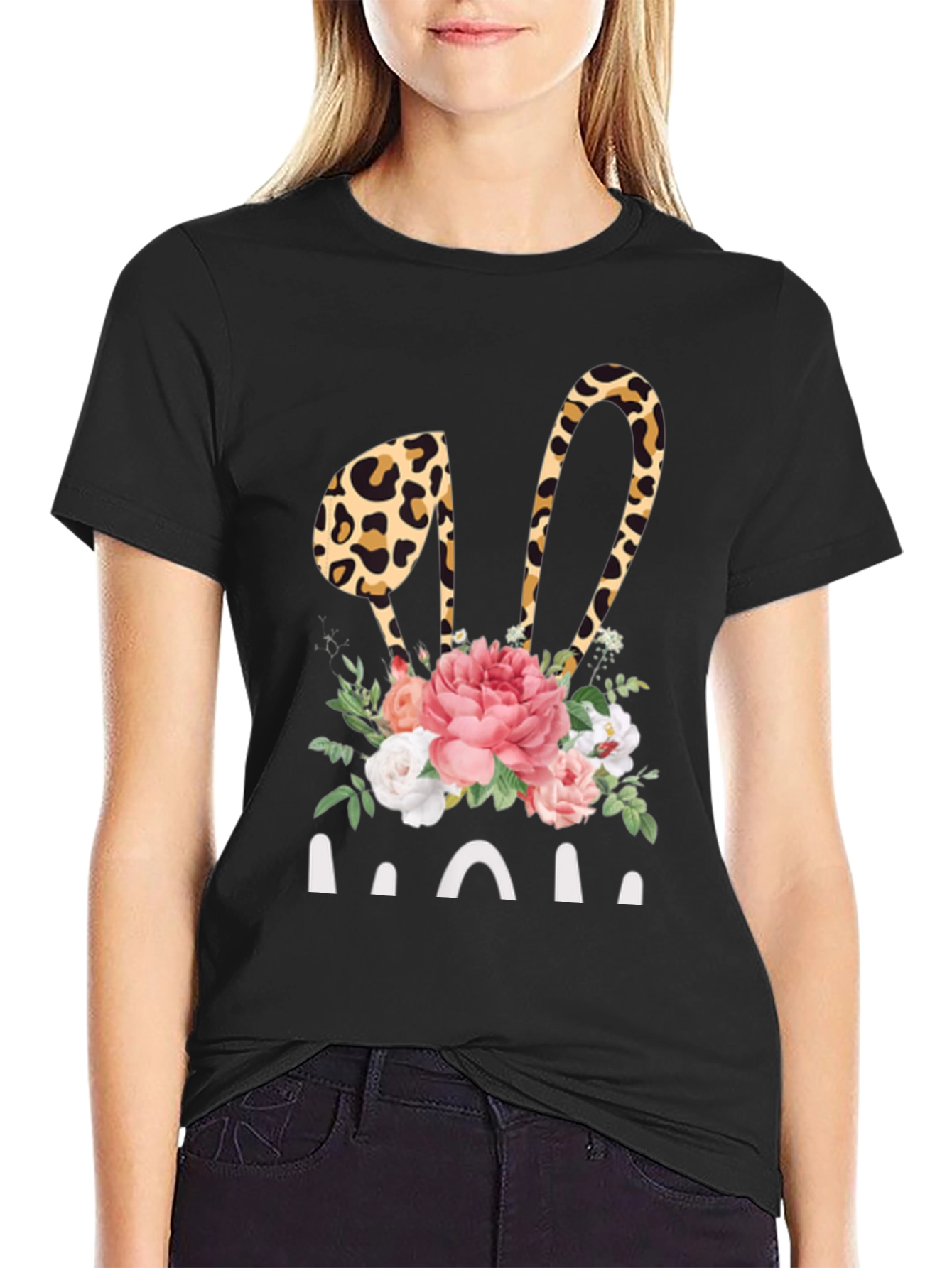 Leopard Bunny Ears MOM Graphic Tee