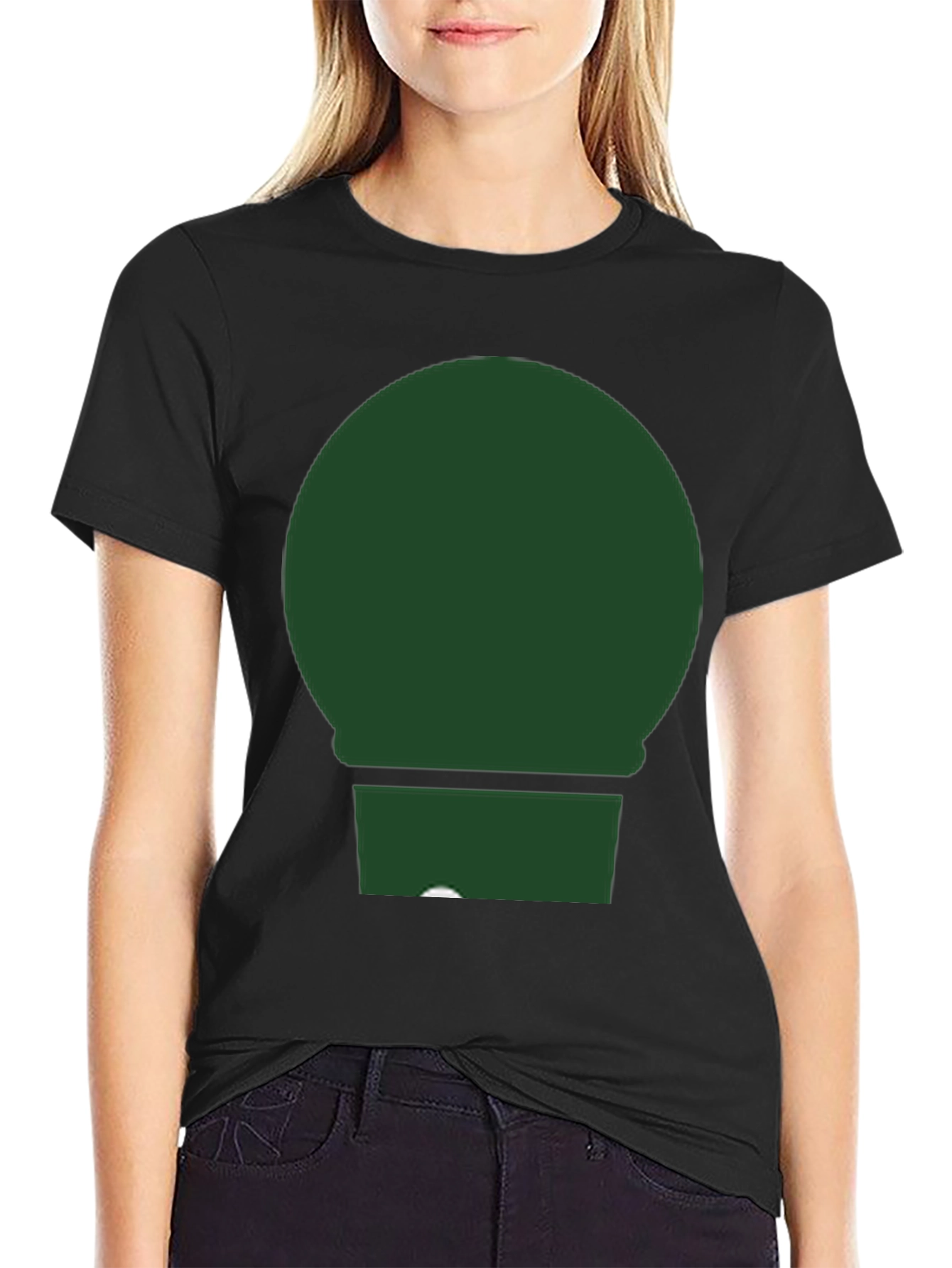 Minimalist Green Circle & Rectangle Graphic T-Shirt