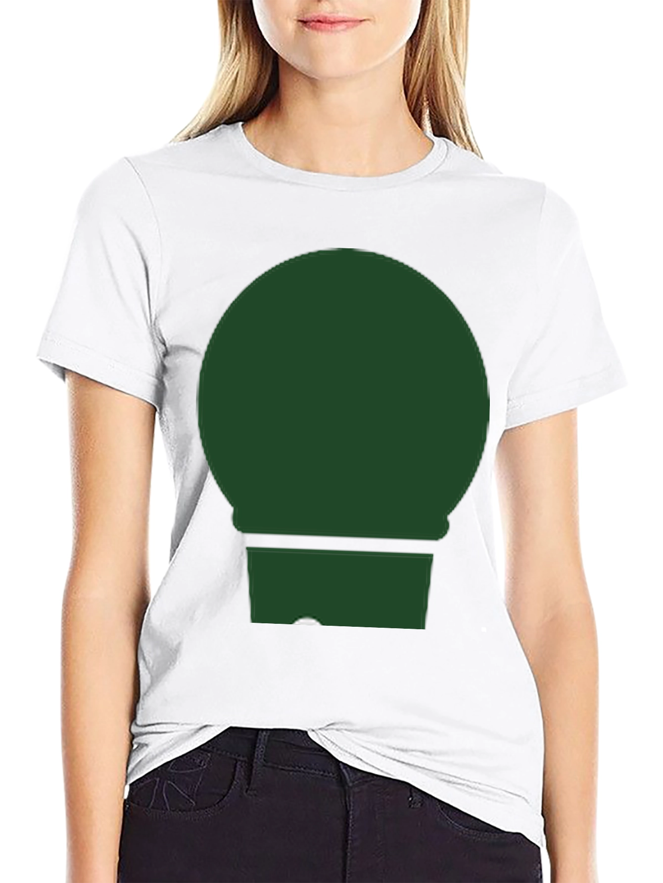 Minimalist Green Circle & Rectangle Graphic T-Shirt