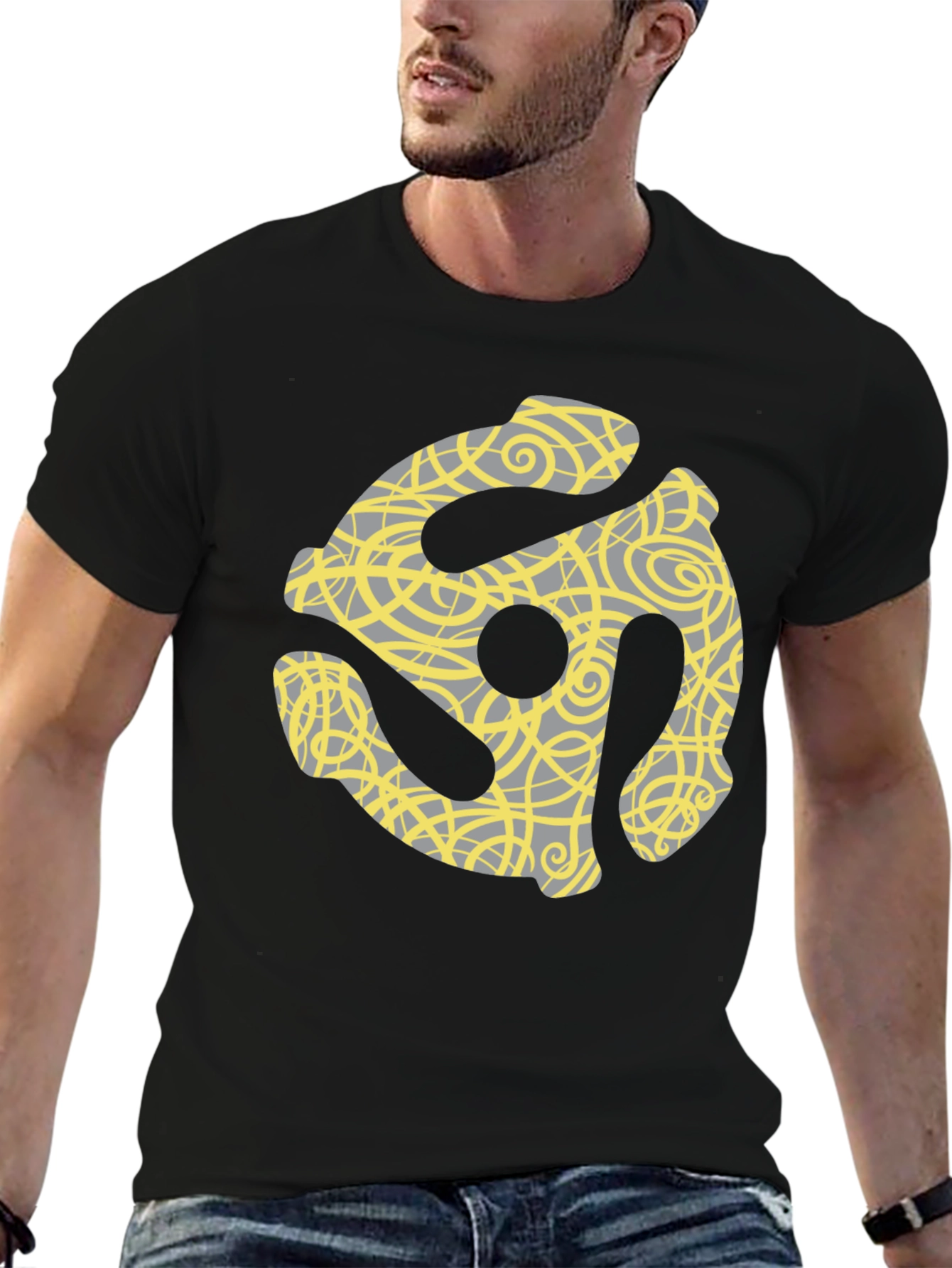 Retro 45 Adapter Tee - Black Graphic T-Shirt