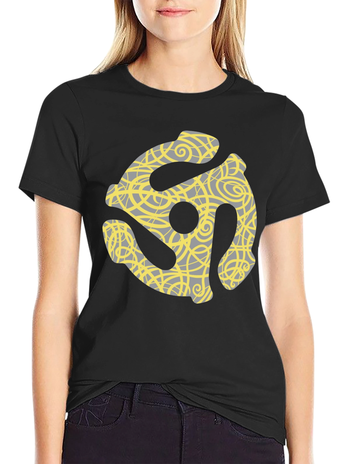 Retro 45 Adapter Tee - Black Graphic T-Shirt