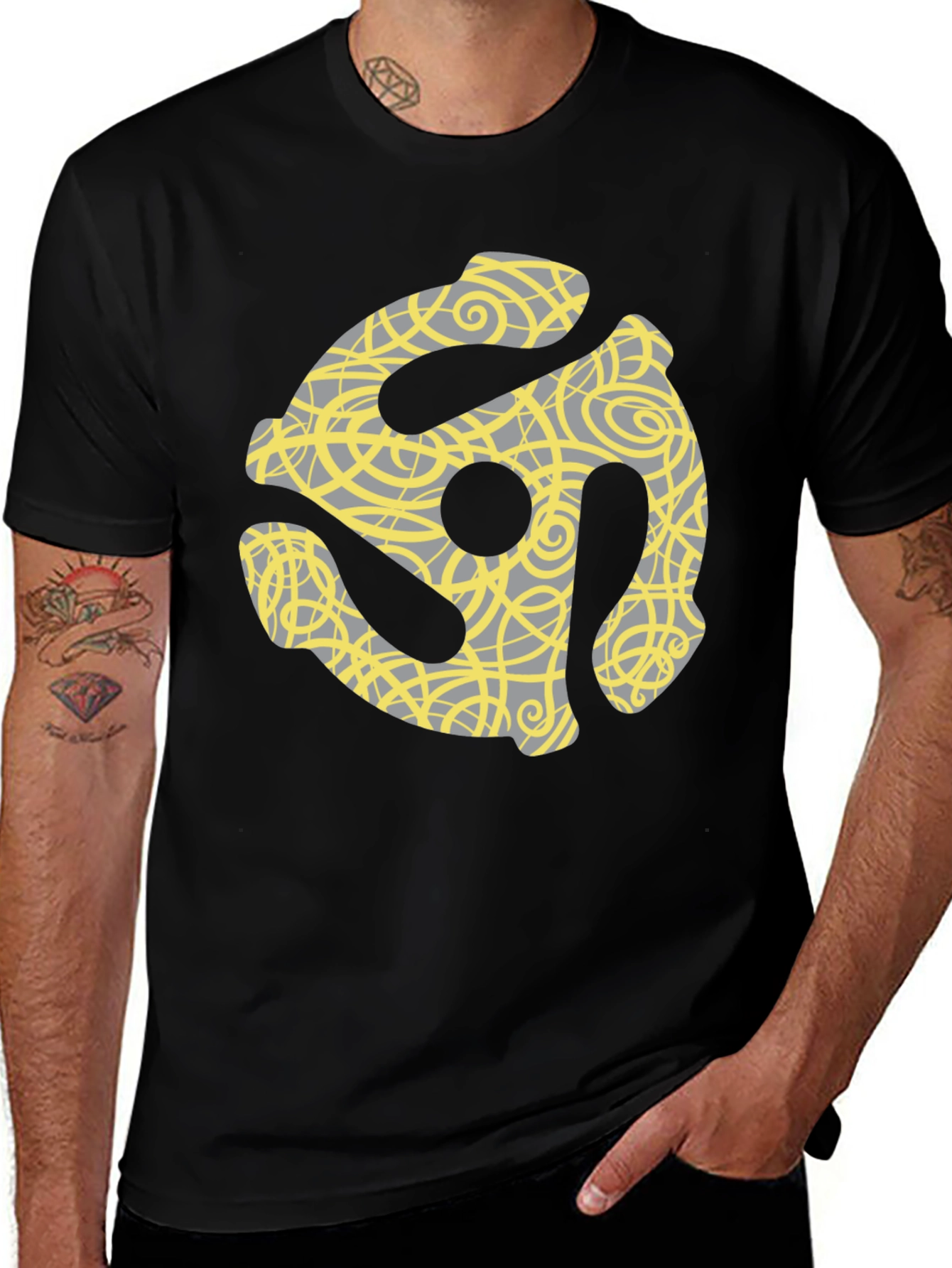 Retro 45 Adapter Tee - Black Graphic T-Shirt