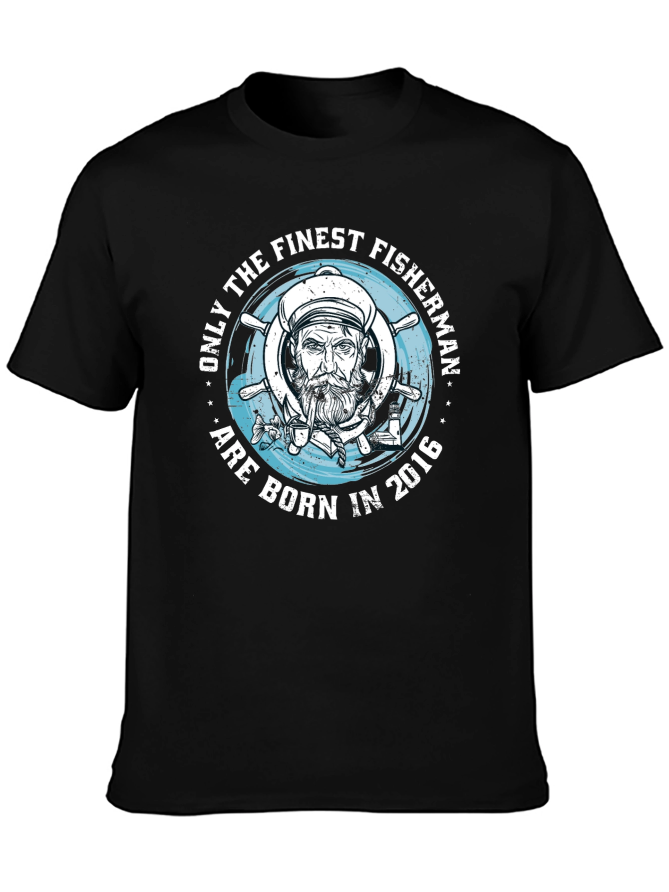 Finest Fisherman Born in 2016 Black T-Shirt