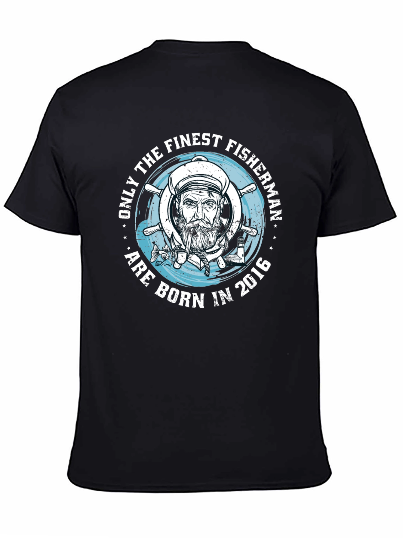 Finest Fisherman Born in 2016 Black T-Shirt