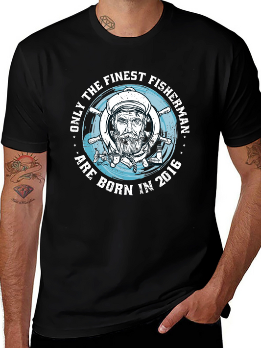Finest Fisherman Born in 2016 Black T-Shirt